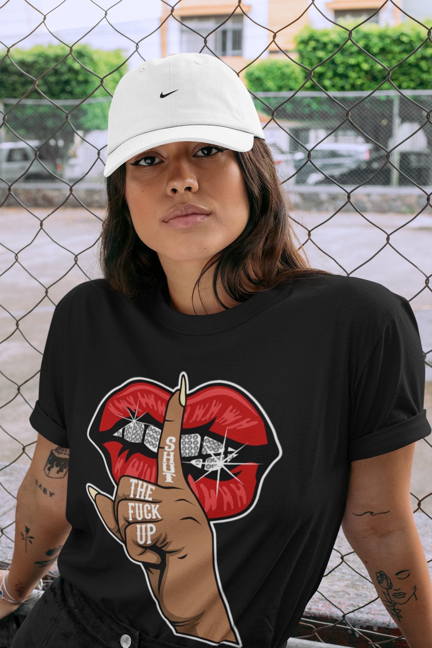 Lips Hand Unisex Tops - Air Jordan 2 OFF-WHITE Varsity Red