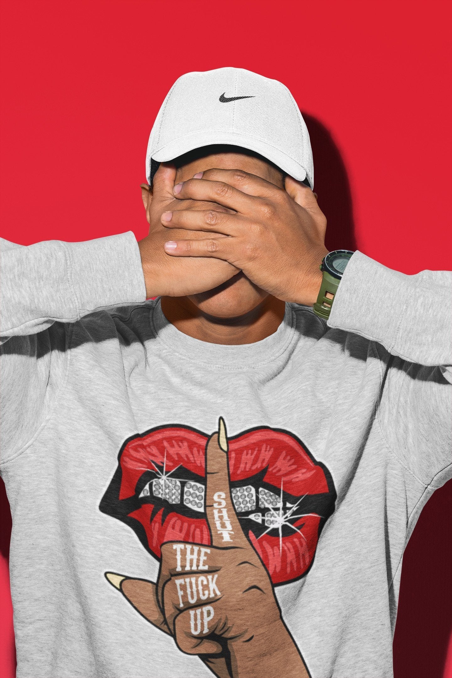 Lips Hand Unisex Tops - Air Jordan 2 OFF-WHITE Varsity Red