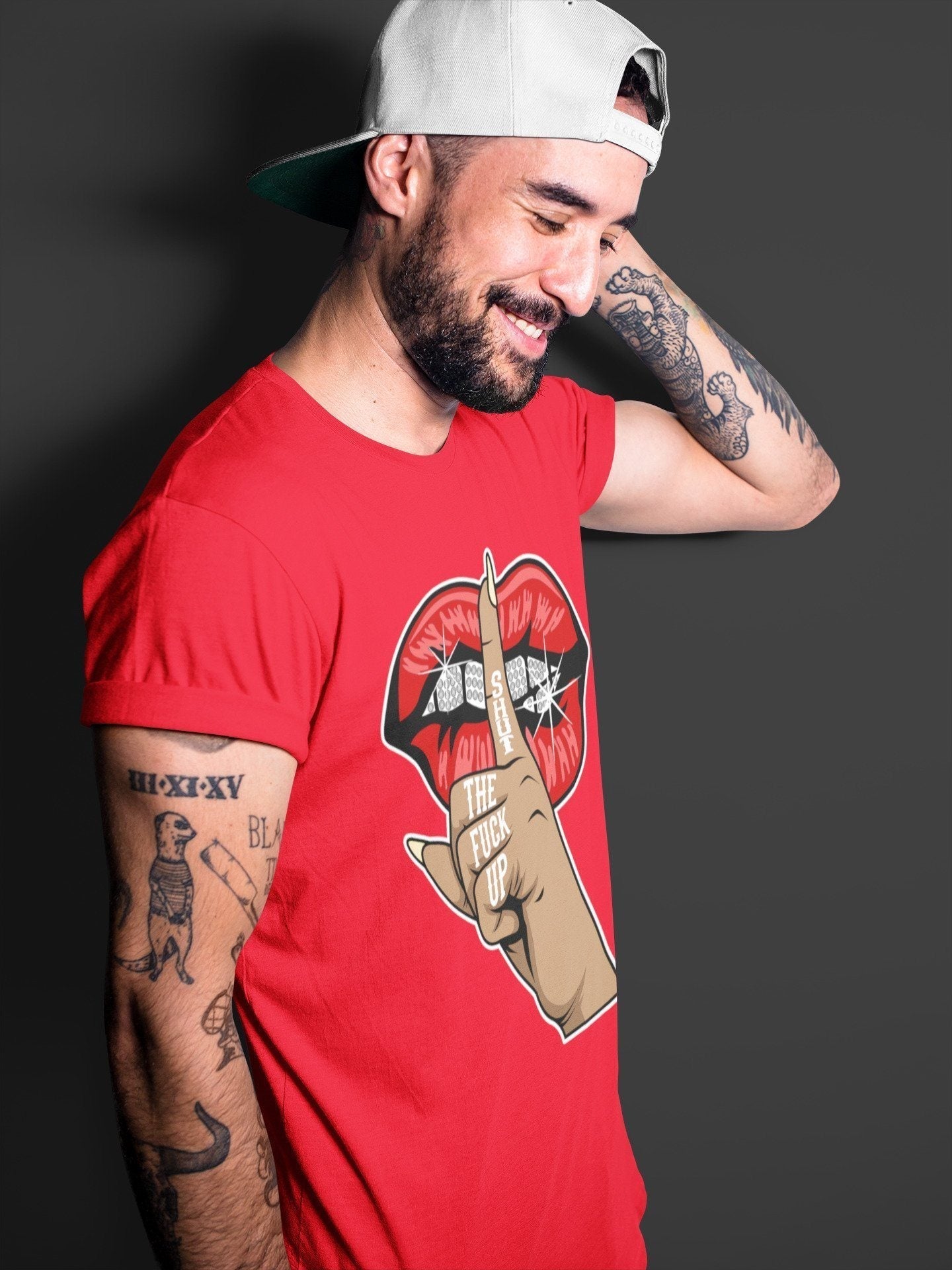 Lips Hand Unisex Tops - Air Jordan 2 OFF-WHITE Varsity Red