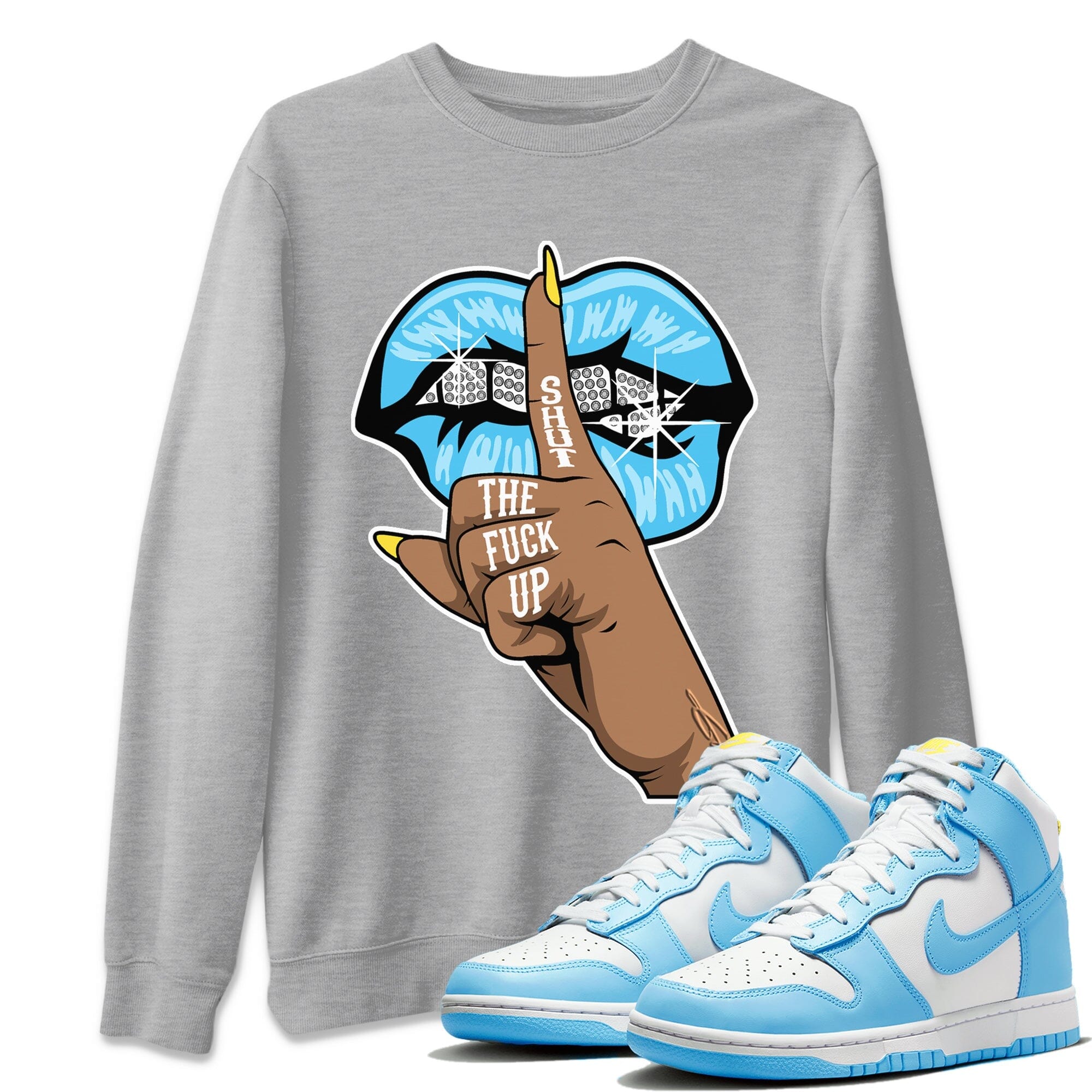 Lips Hand Unisex Tops - Dunk Blue Chill