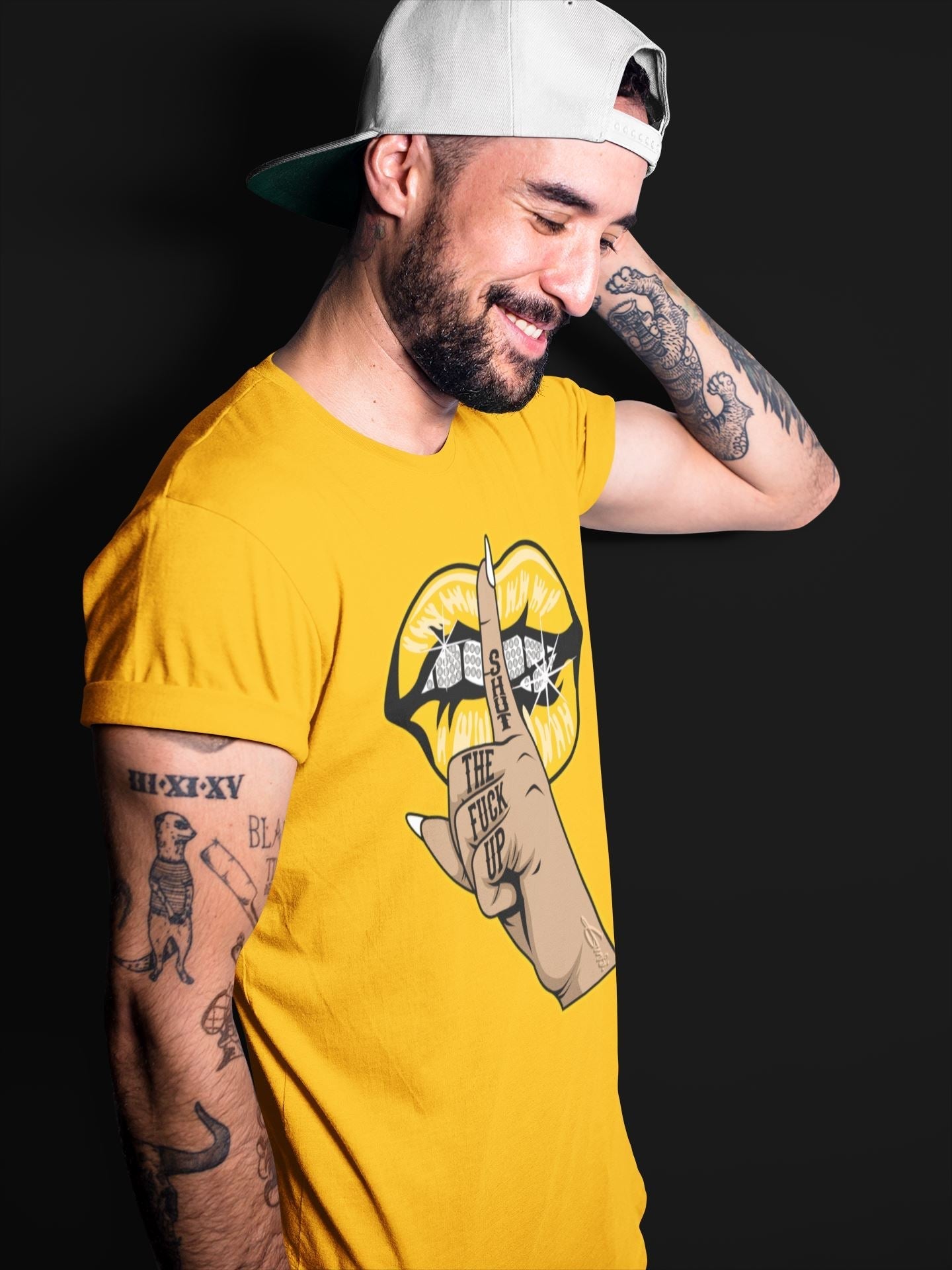 Lips Hand Unisex Tops - Dunk Championship Goldenrod