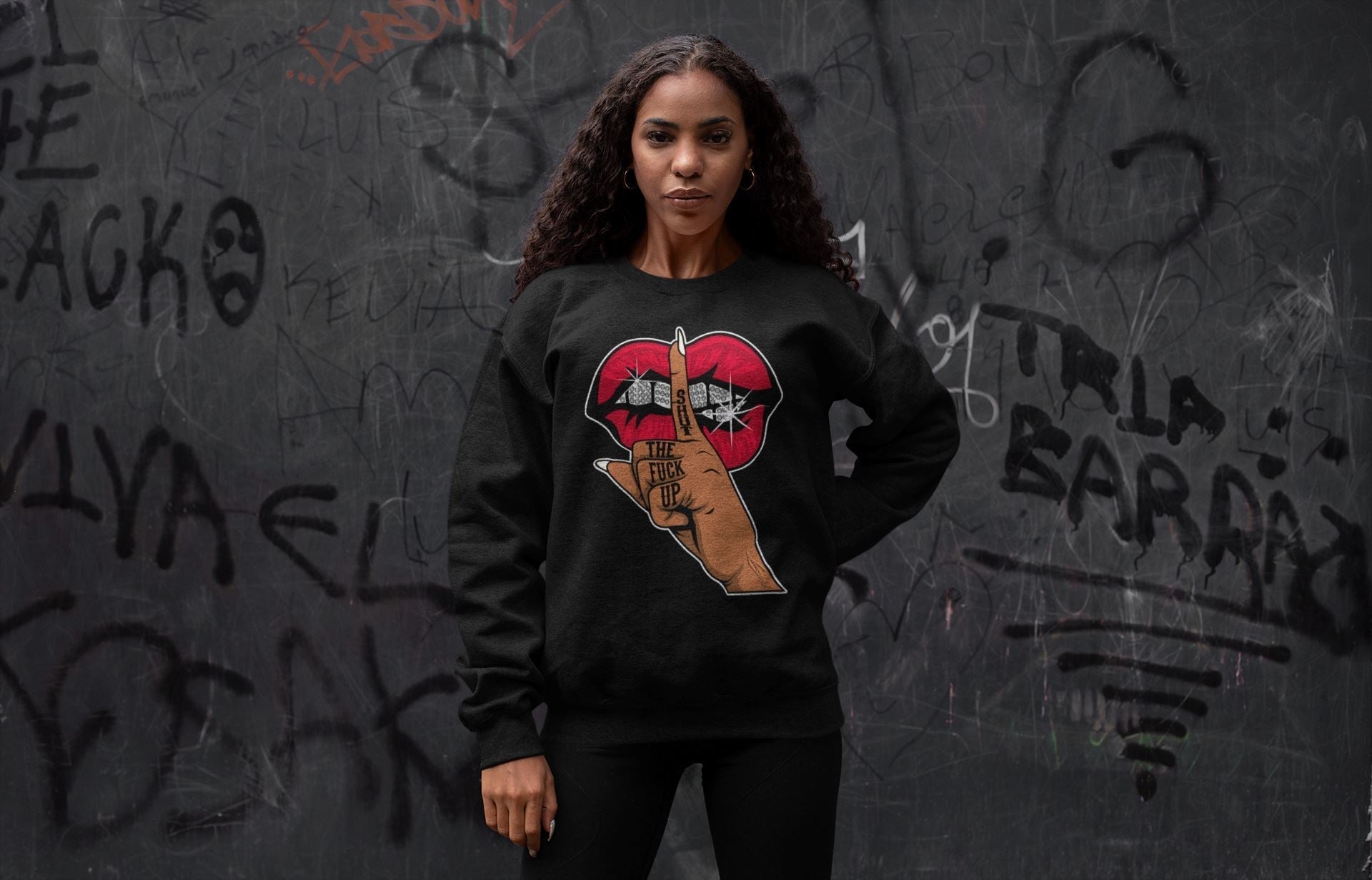 Lips Hand Unisex Tops - Air Jordan 1 Bred Patent