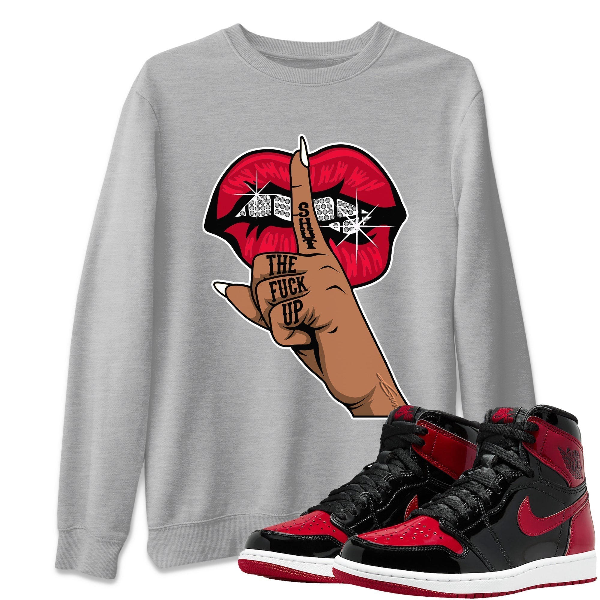Lips Hand Unisex Tops - Air Jordan 1 Bred Patent