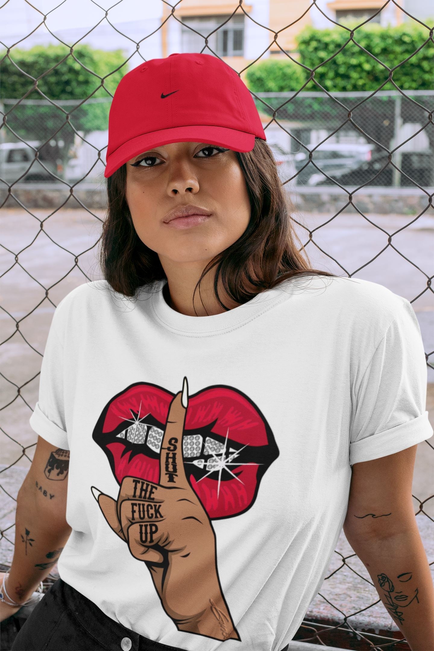 Lips Hand Unisex Tops - Air Jordan 1 Bred Patent