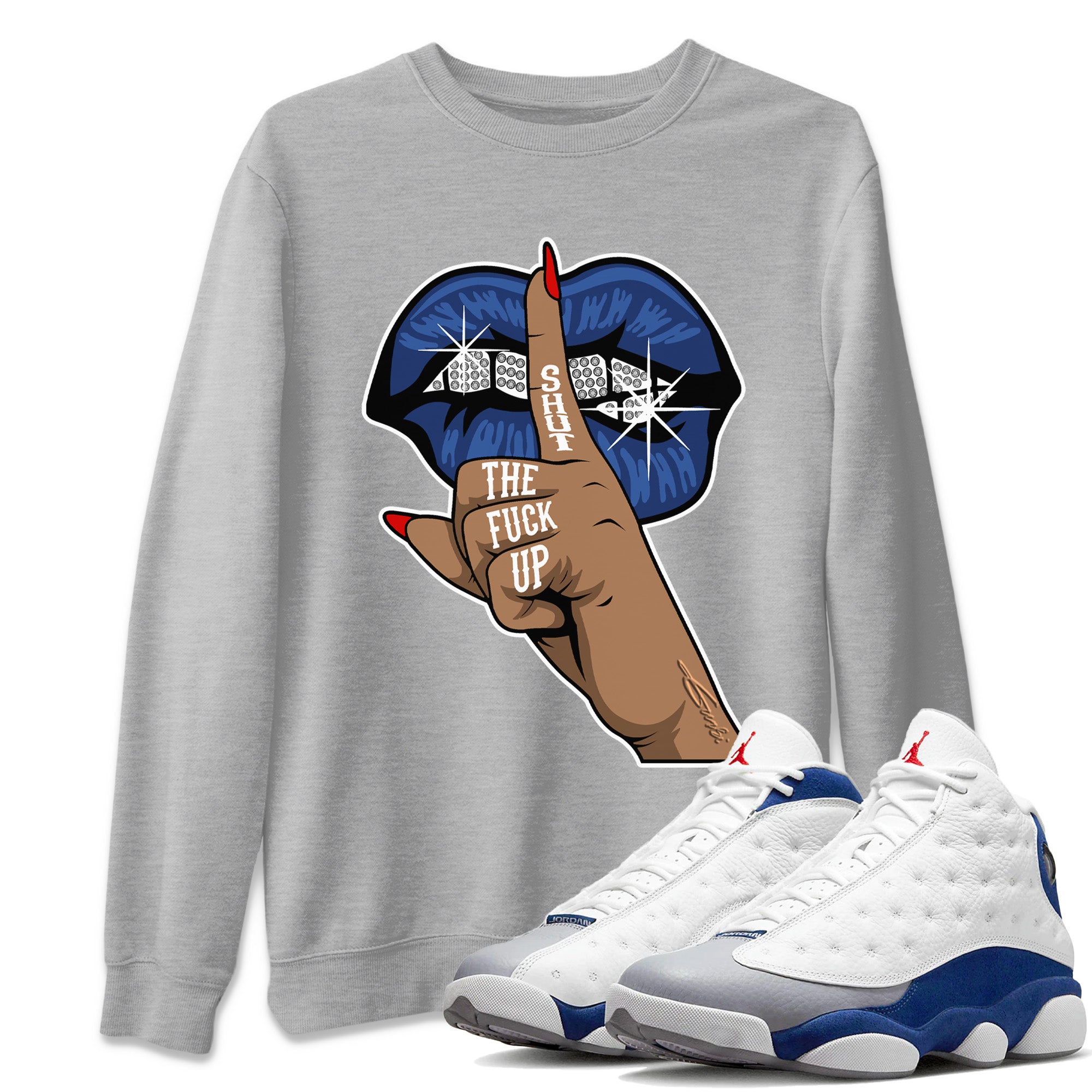 Lips Hand Unisex Tops - Air Jordan 13 French Blue