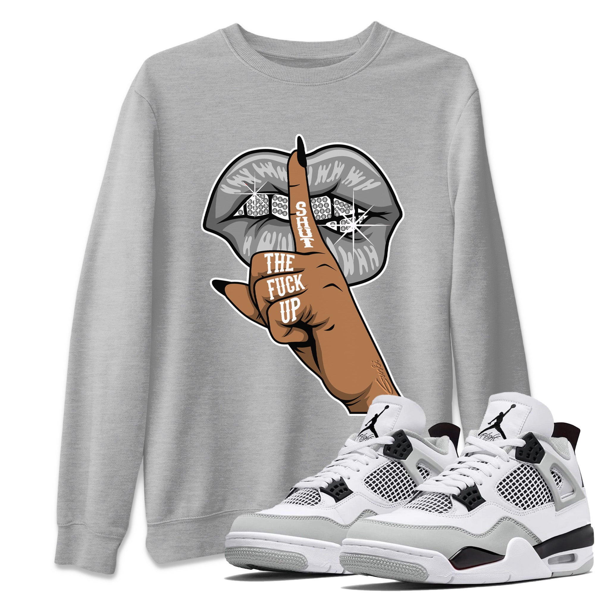 Lips Hand Unisex Tops - Air Jordan 4 Military Black