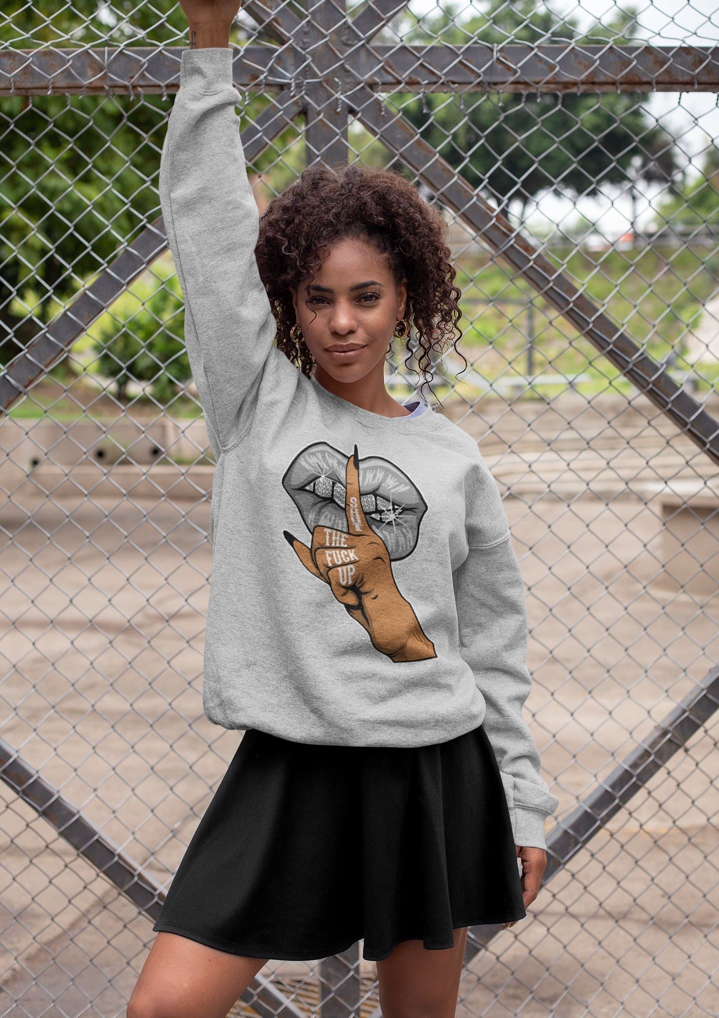 Lips Hand Unisex Tops - Air Jordan 4 Military Black