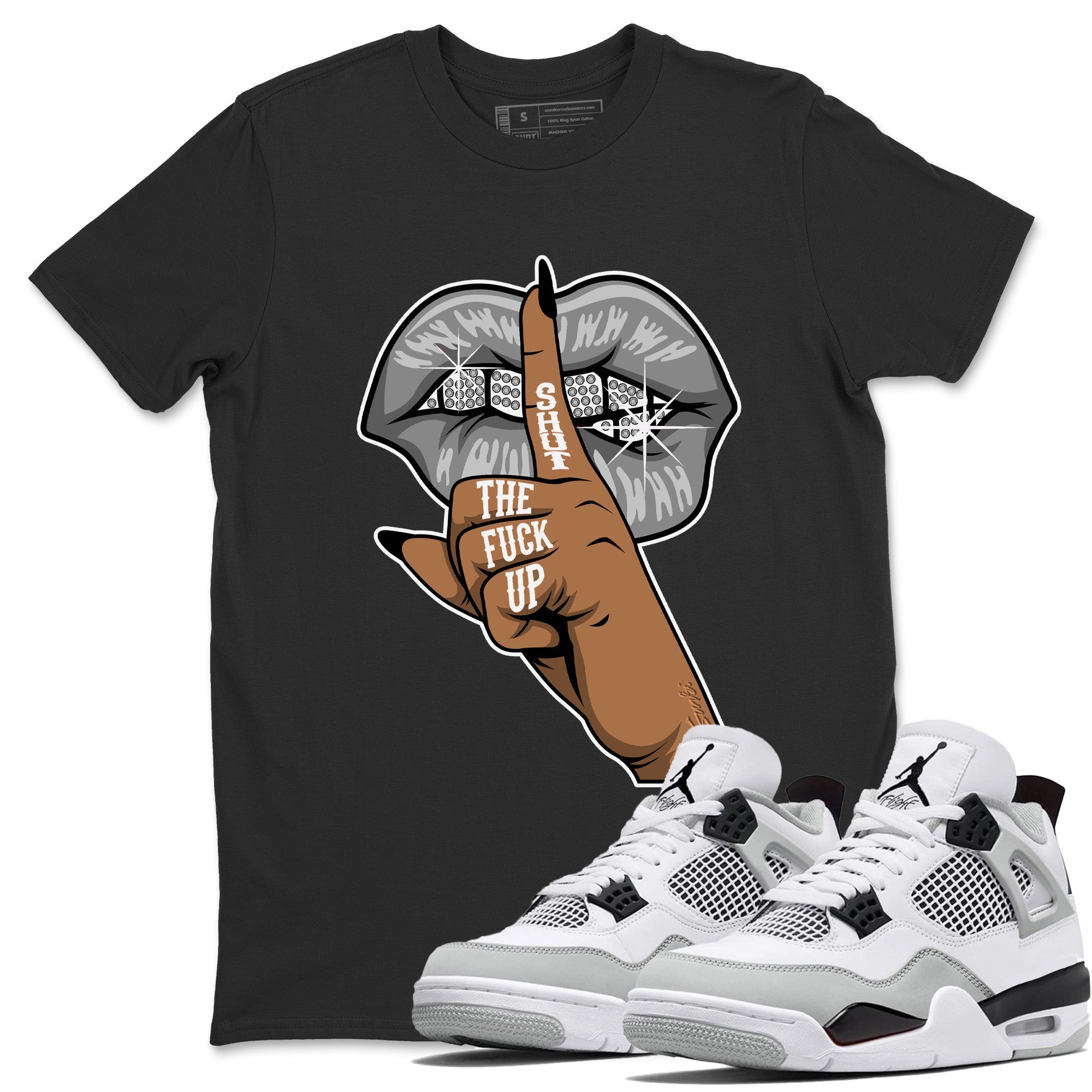 Lips Hand Unisex Tops - Air Jordan 4 Military Black