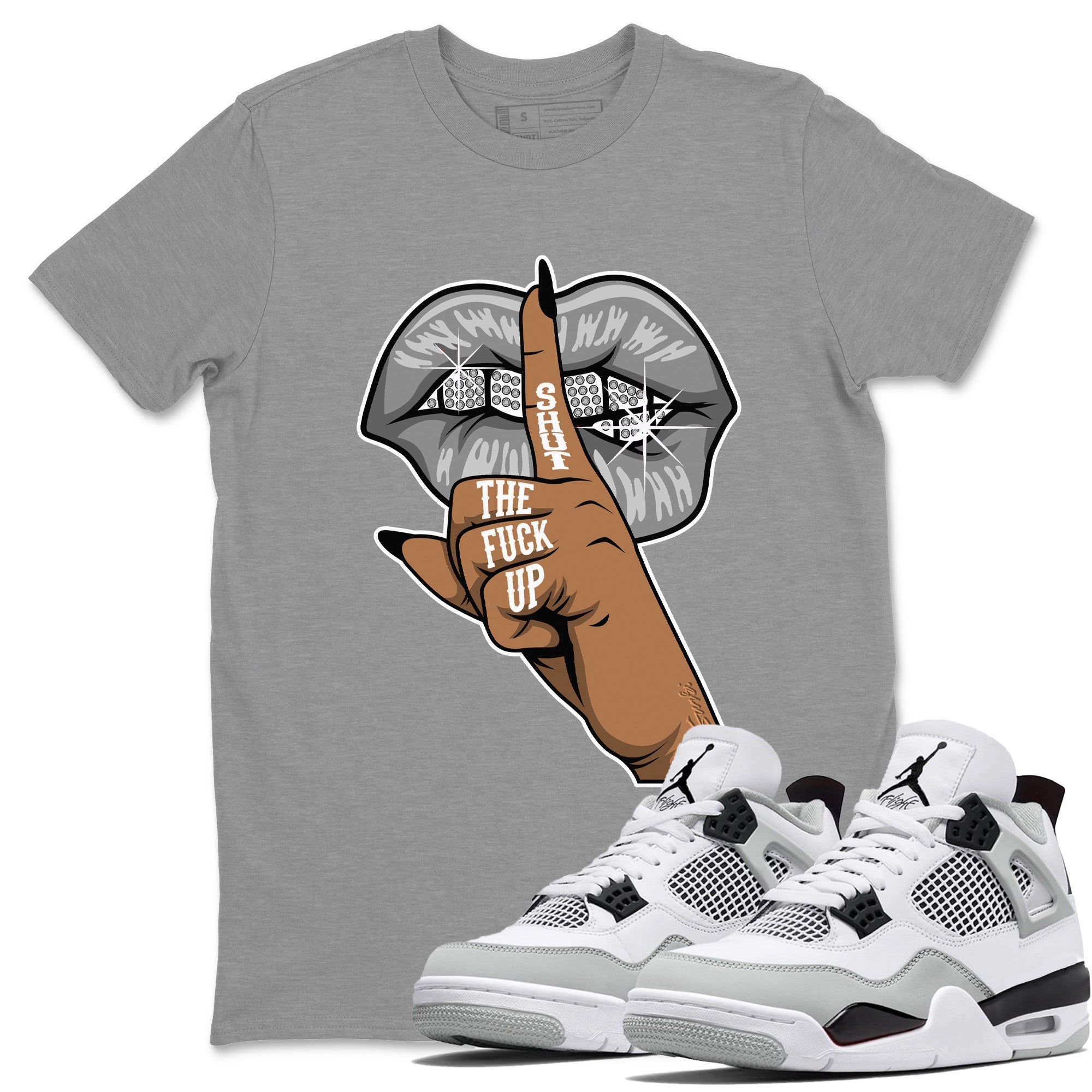 Lips Hand Unisex Tops - Air Jordan 4 Military Black