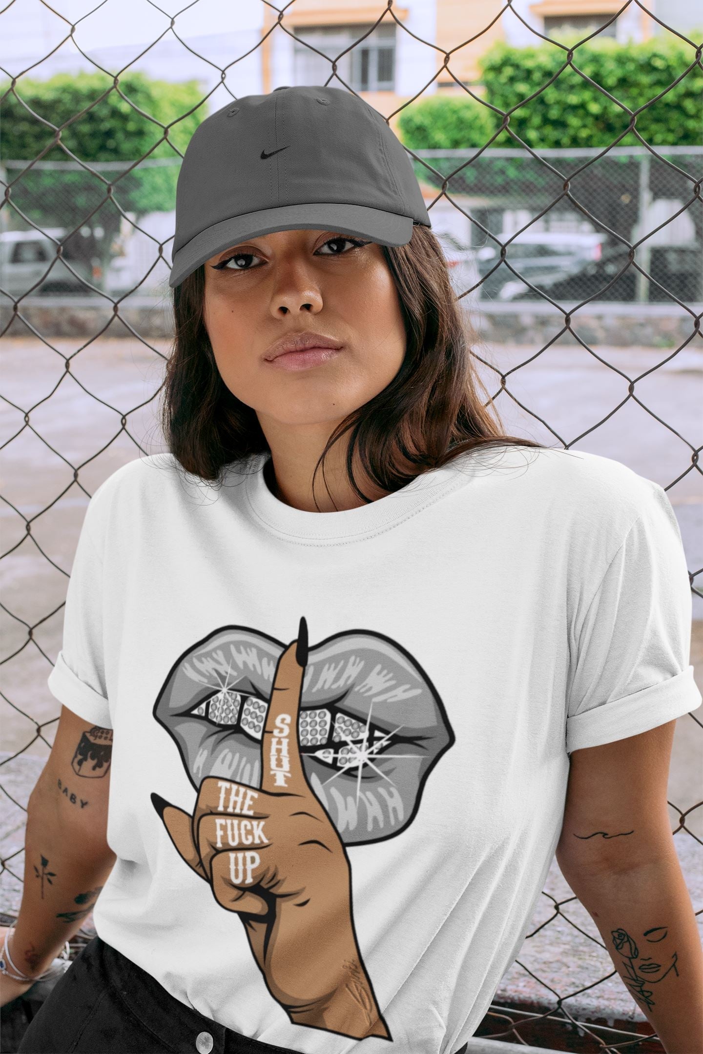 Lips Hand Unisex Tops - Air Jordan 4 Military Black