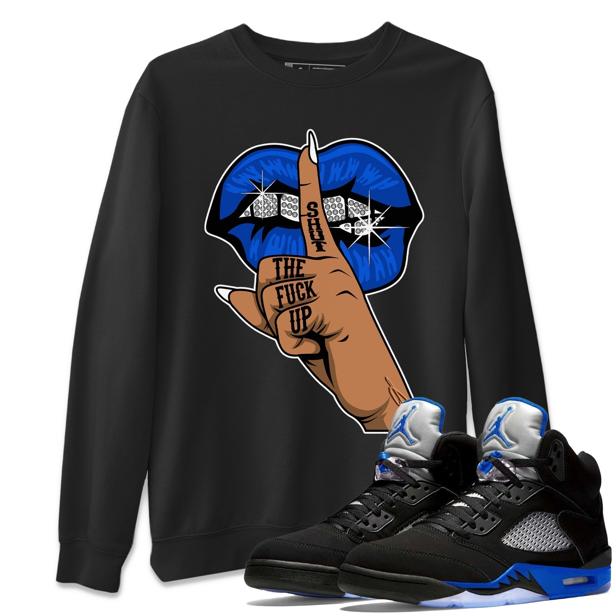 Lips Hand Unisex Tops - Air Jordan 5 Racer Blue