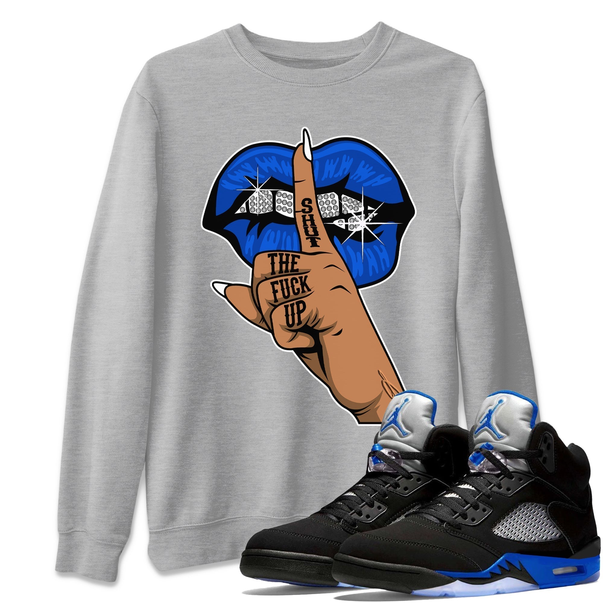 Lips Hand Unisex Tops - Air Jordan 5 Racer Blue