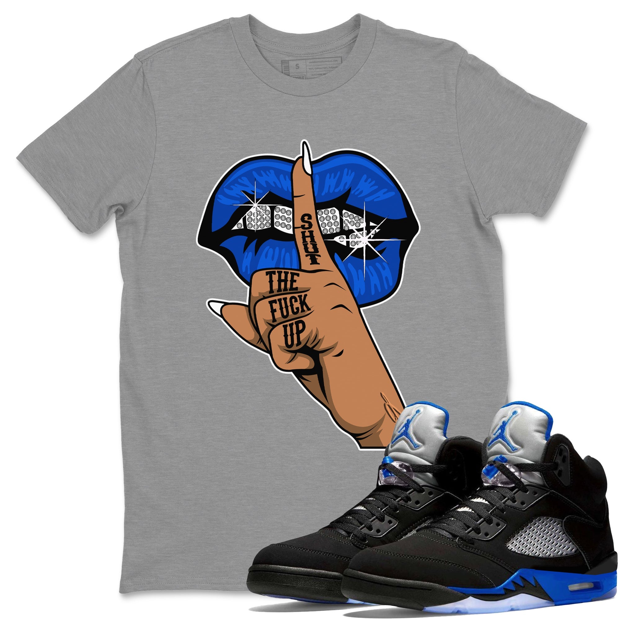 Lips Hand Unisex Adult Tops - Air Jordan 5 Racer Blue