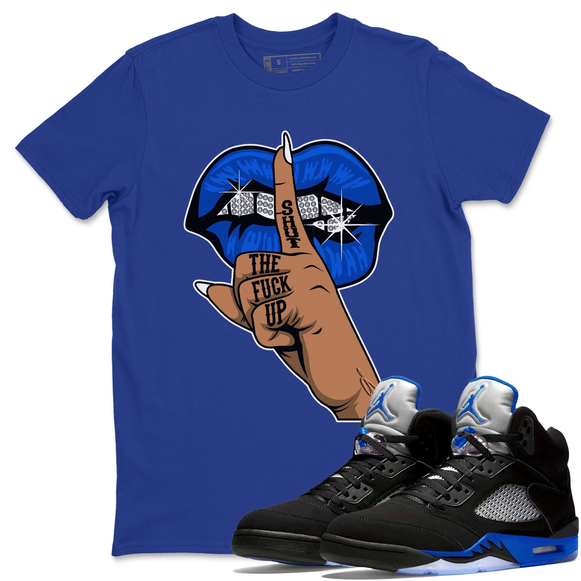 Lips Hand Unisex Tops - Air Jordan 5 Racer Blue