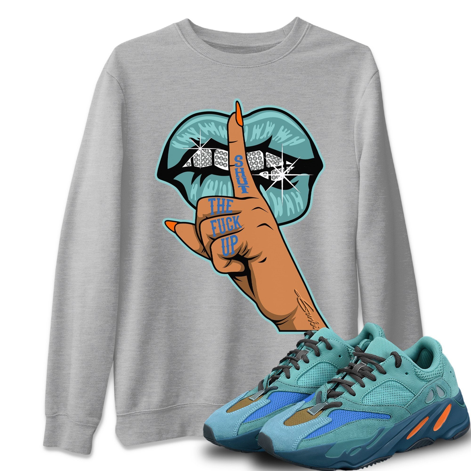 Lips Hand Unisex Tops - Yeezy 700 Faded Azure