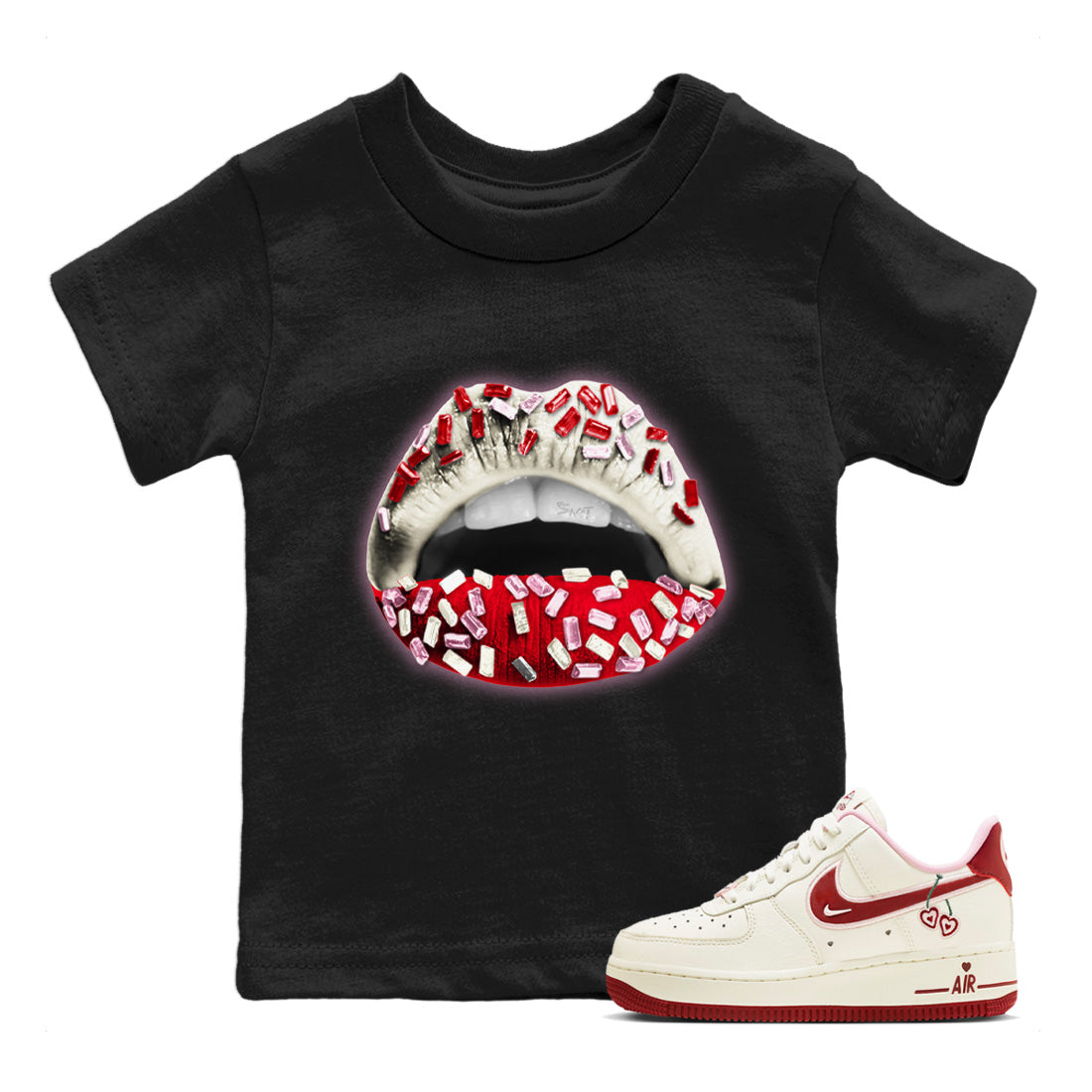 Lips Jewel Kids Tops - Air Force 1 Valentines Day