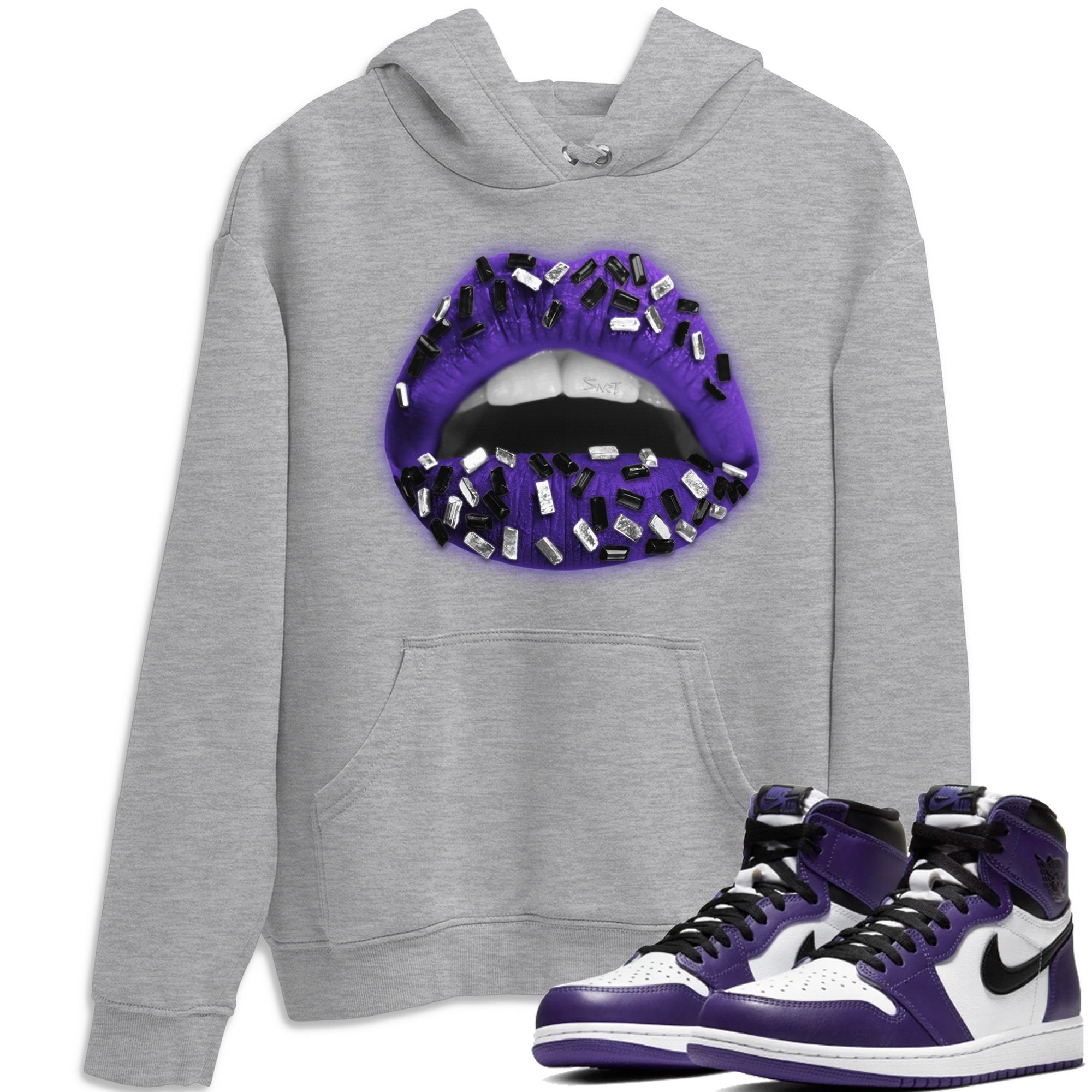 Lips Jewel Unisex Tops - Air Jordan 1 Court Purple