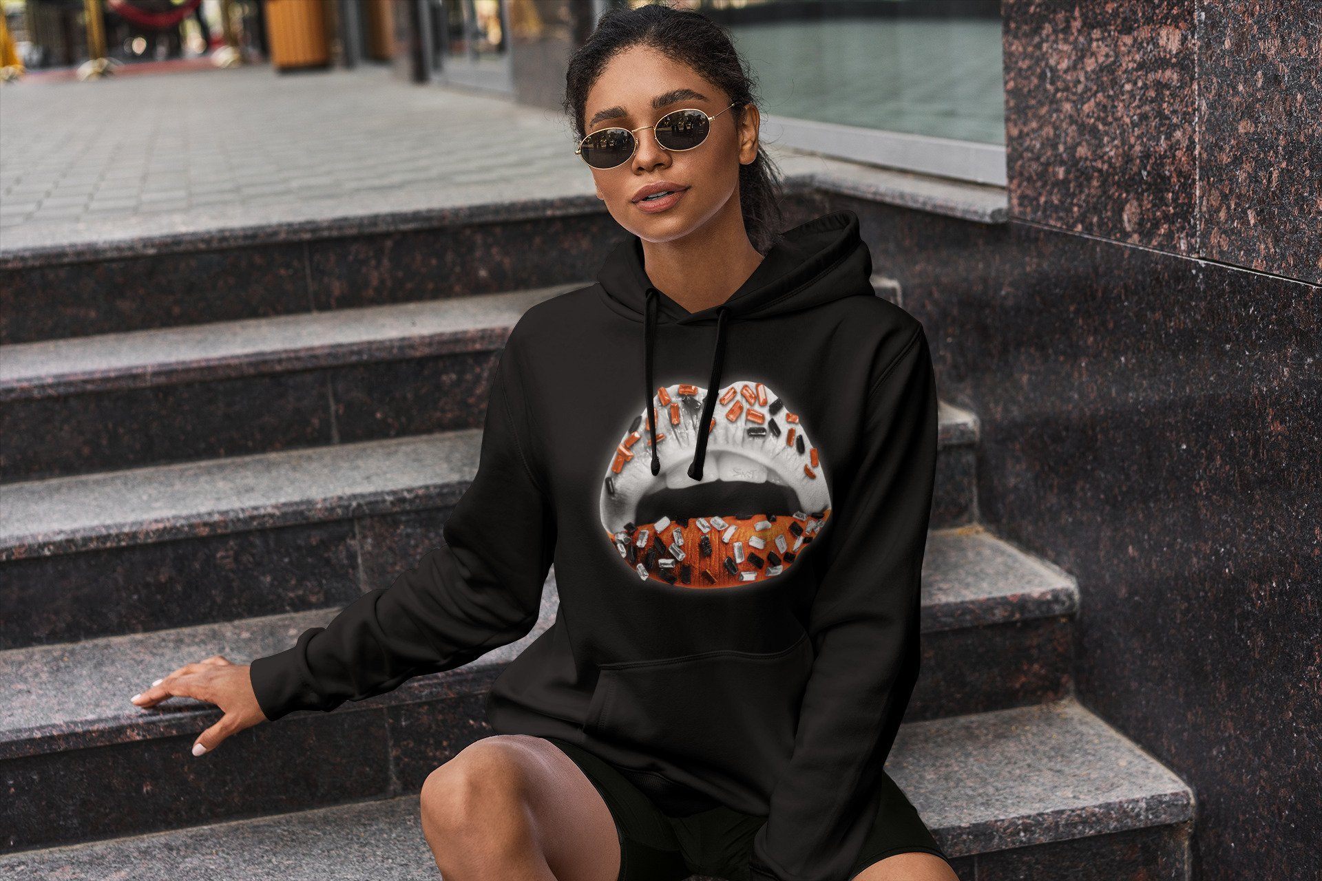 Lips Jewel Unisex Tops - Air Jordan 1 Electro Orange