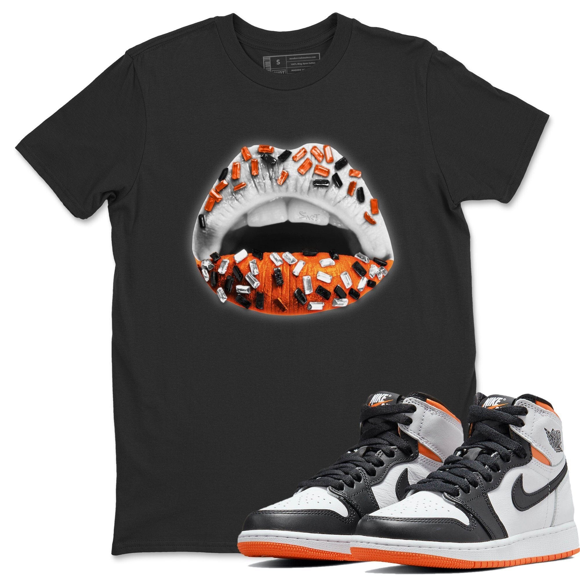 Lips Jewel Unisex Tops - Air Jordan 1 Electro Orange