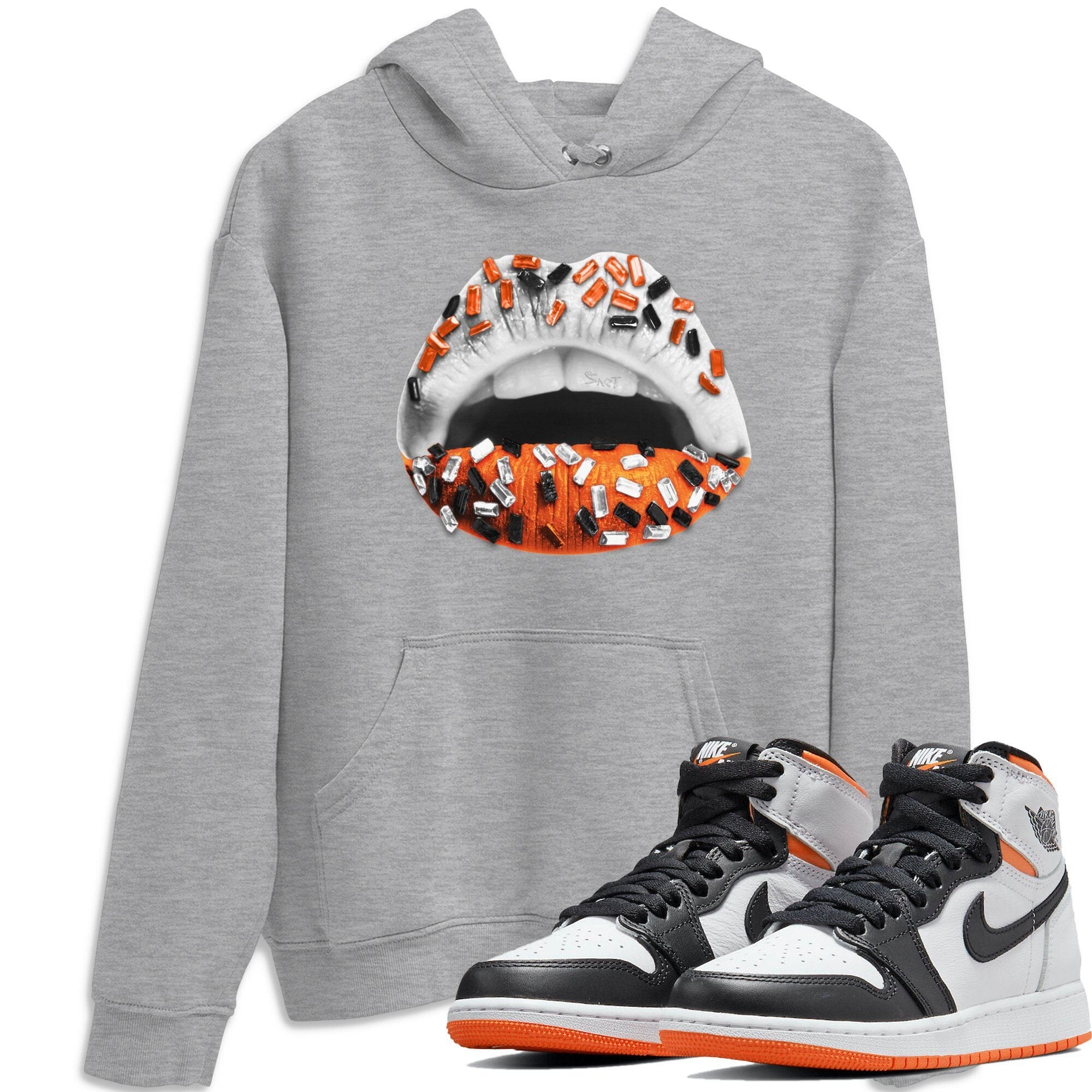 Lips Jewel Unisex Tops - Air Jordan 1 Electro Orange