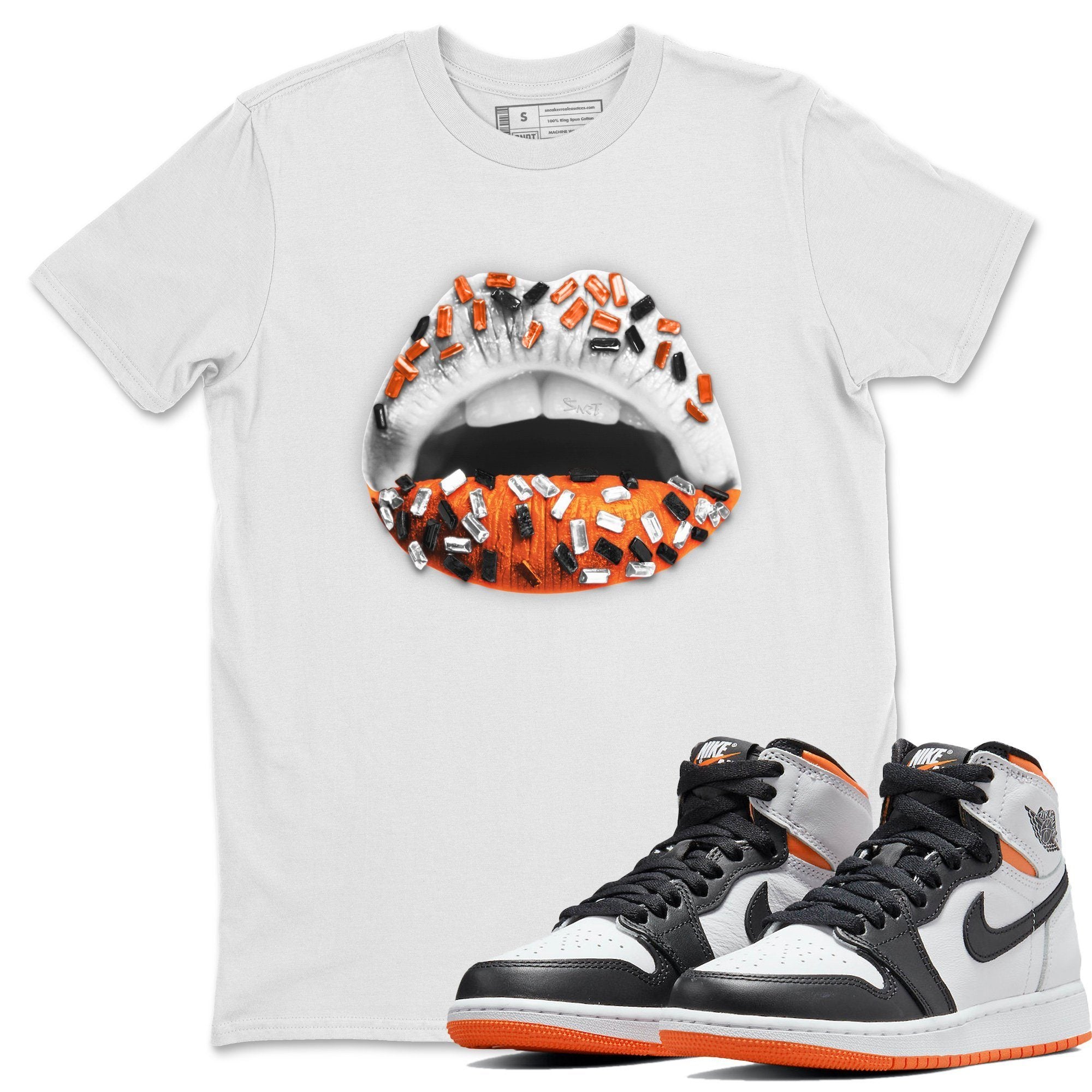 Lips Jewel Unisex Tops - Air Jordan 1 Electro Orange