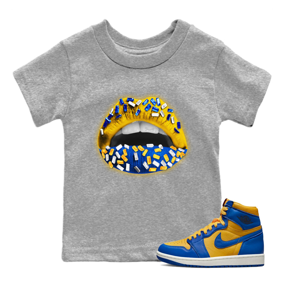 Lips Jewel Kids Tops - Air Jordan 1 Game Royal Varsity Maize
