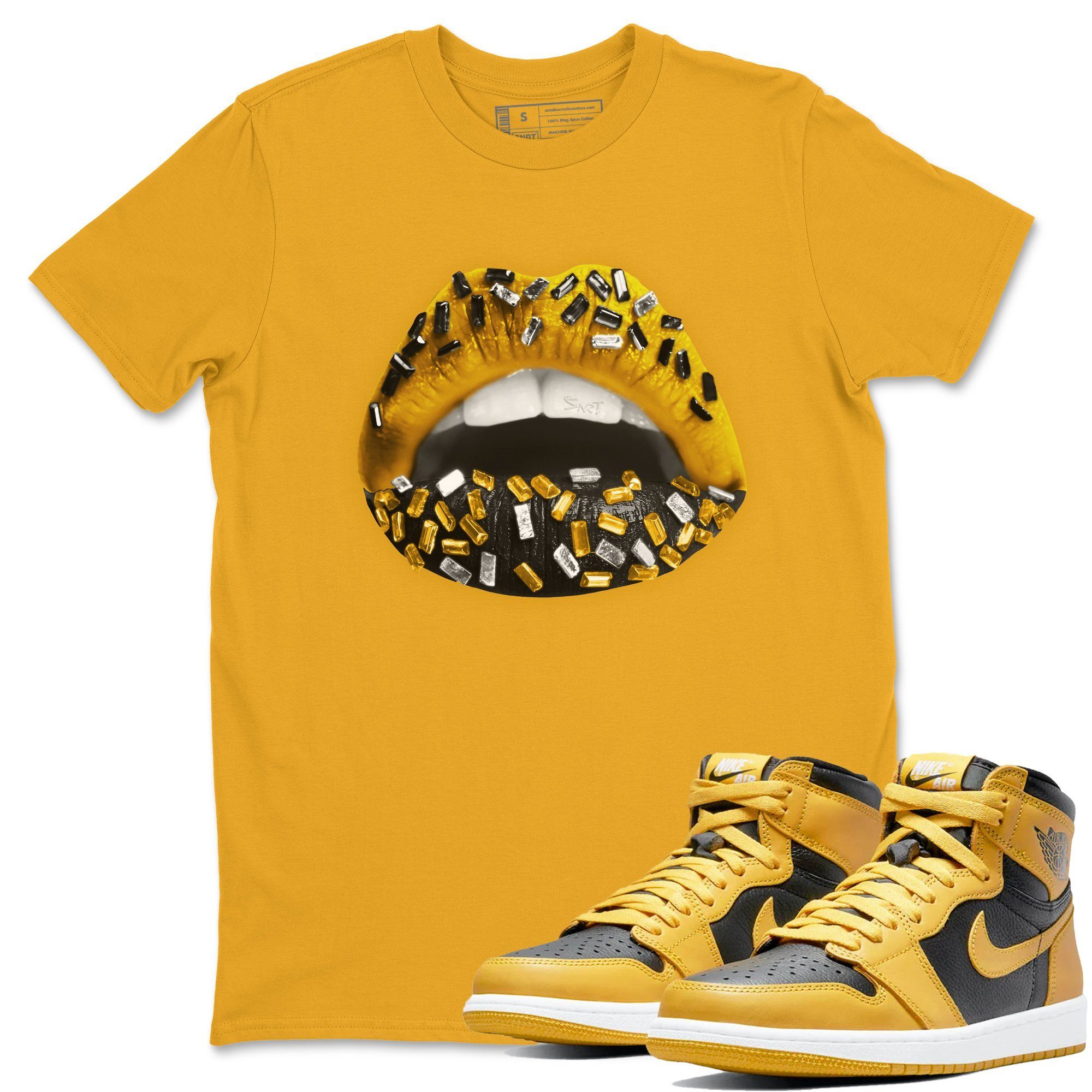 Lips Jewel Unisex Tops - Air Jordan 1 Pollen