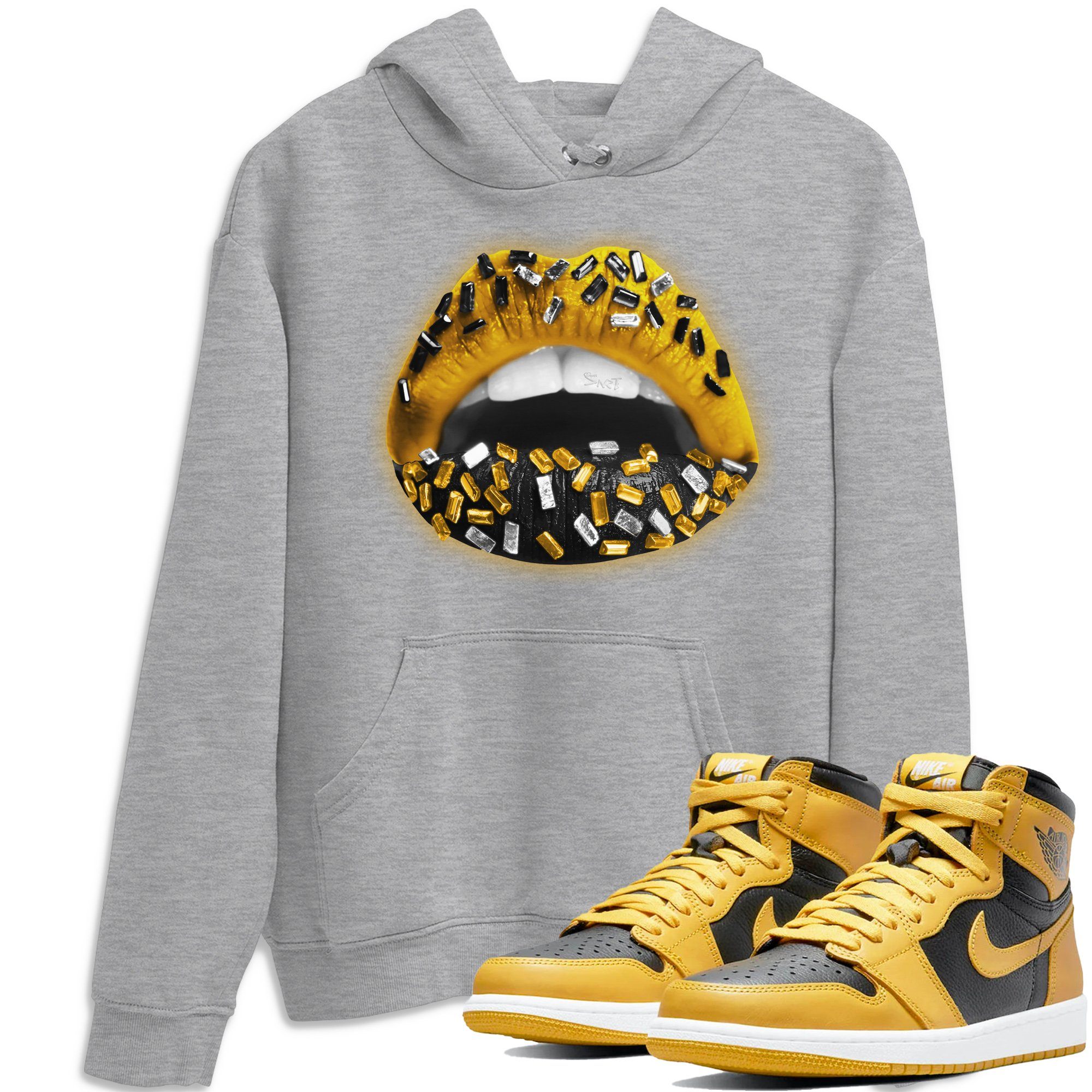 Lips Jewel Unisex Tops - Air Jordan 1 Pollen