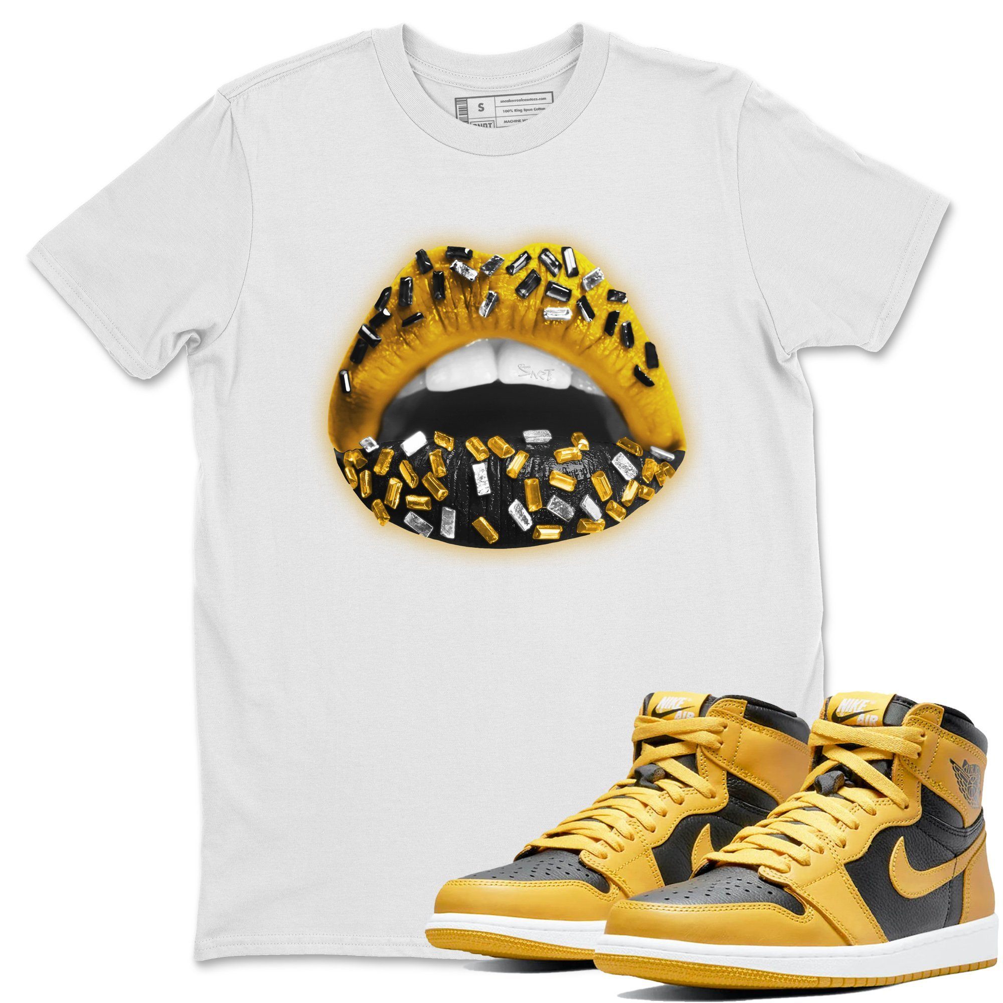 Lips Jewel Unisex Tops - Air Jordan 1 Pollen