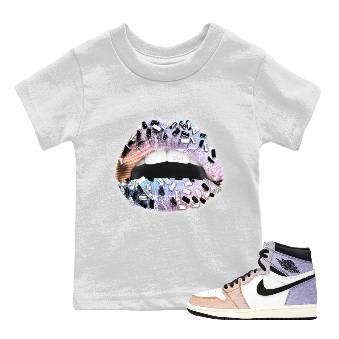 Lips Jewel Kids Tops - Air Jordan 1 Skyline