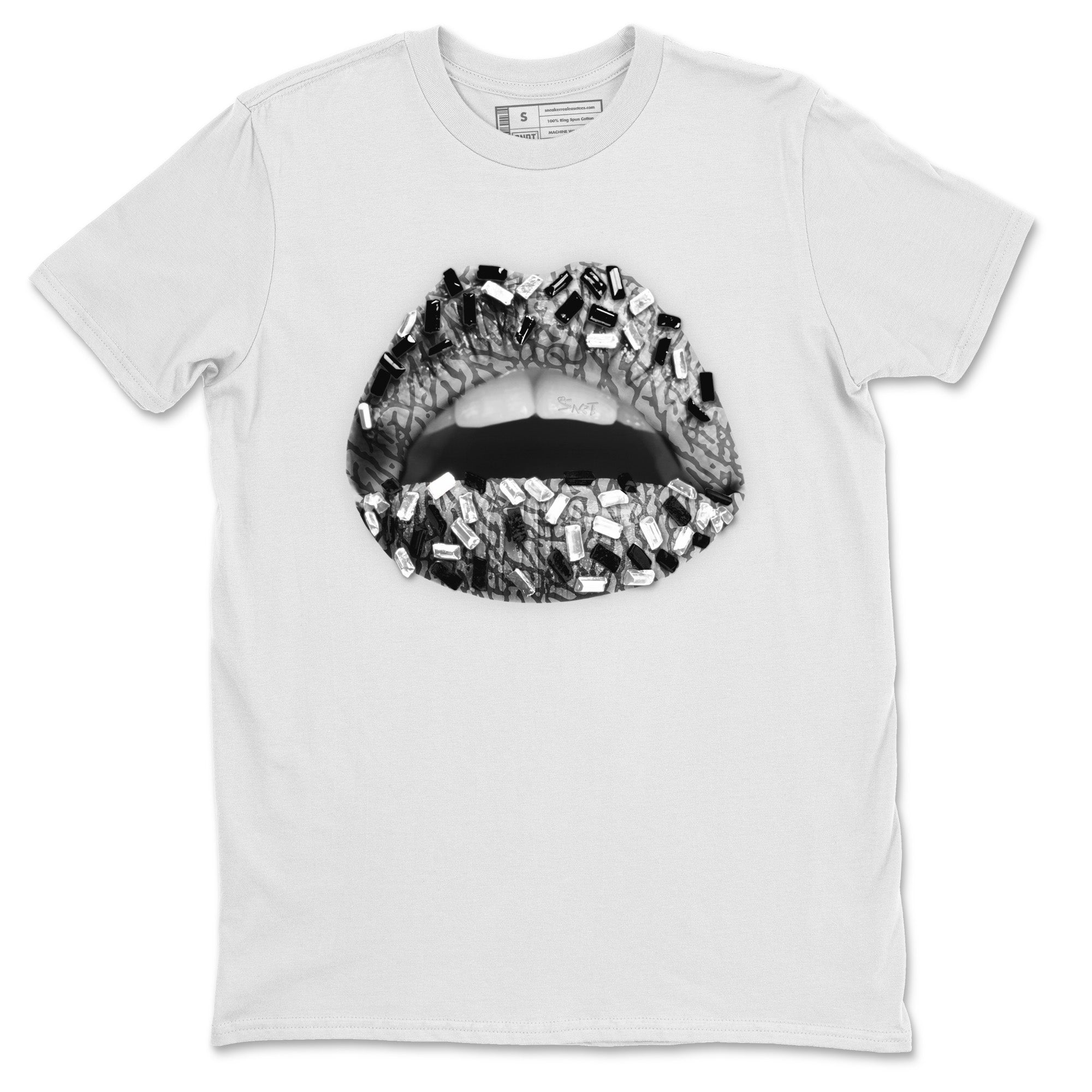 Lips Jewel Unisex Tops - Air Jordan 1 White Cement