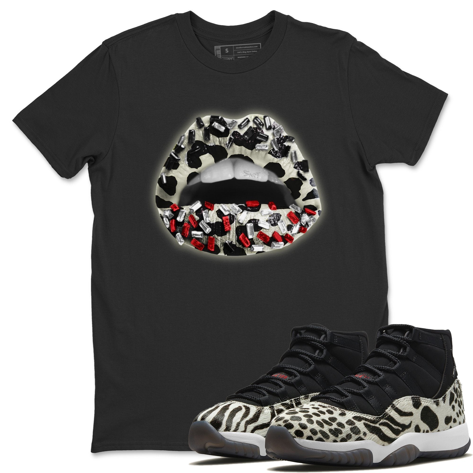 Lips Jewel Unisex Tops - Air Jordan 11 Animal Instinct