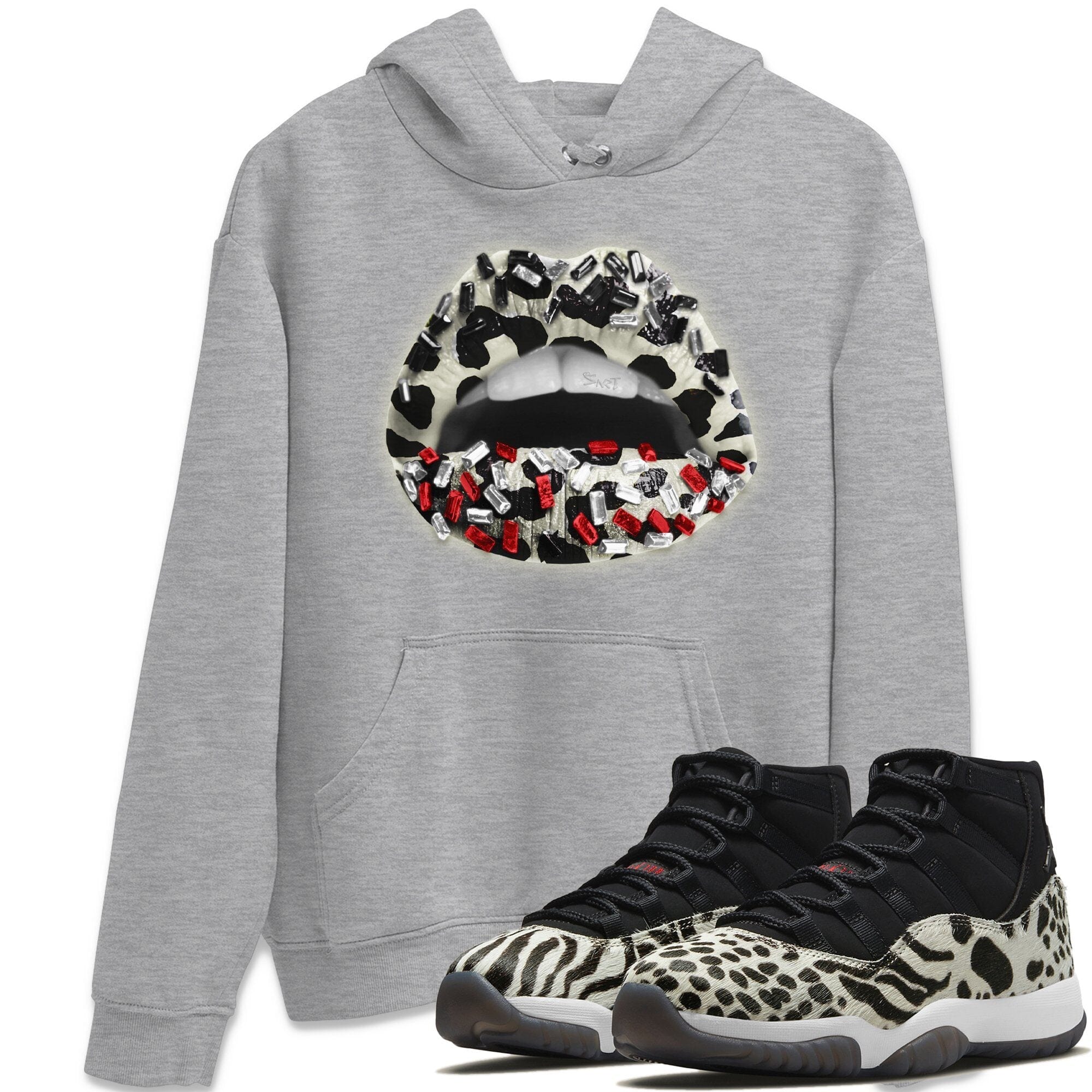 Lips Jewel Unisex Tops - Air Jordan 11 Animal Instinct