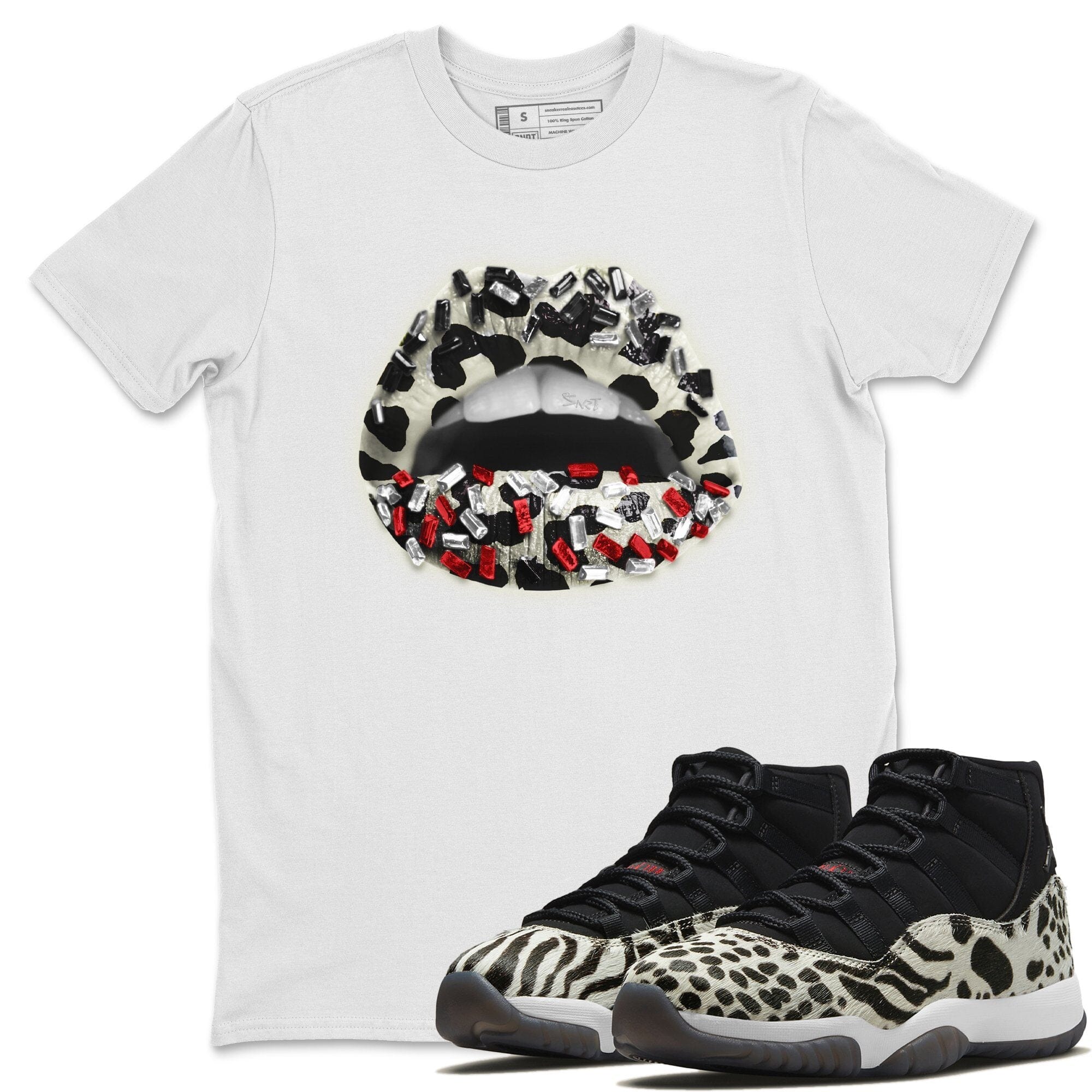 Lips Jewel Unisex Tops - Air Jordan 11 Animal Instinct