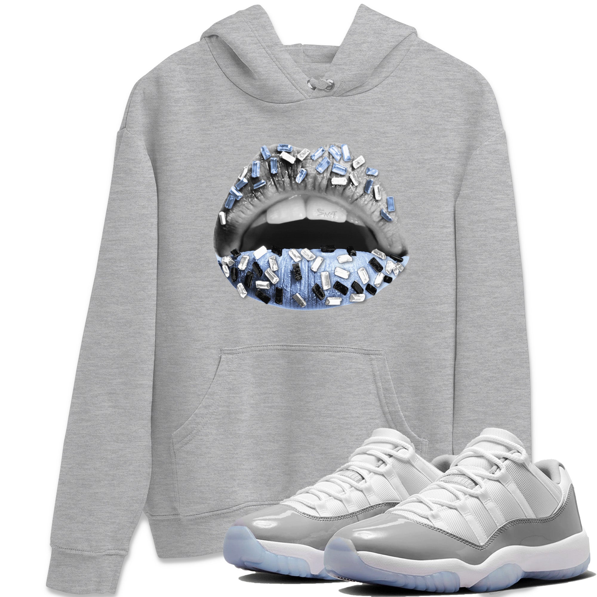Lips Jewel Unisex Tops - Air Jordan 11 White Cement
