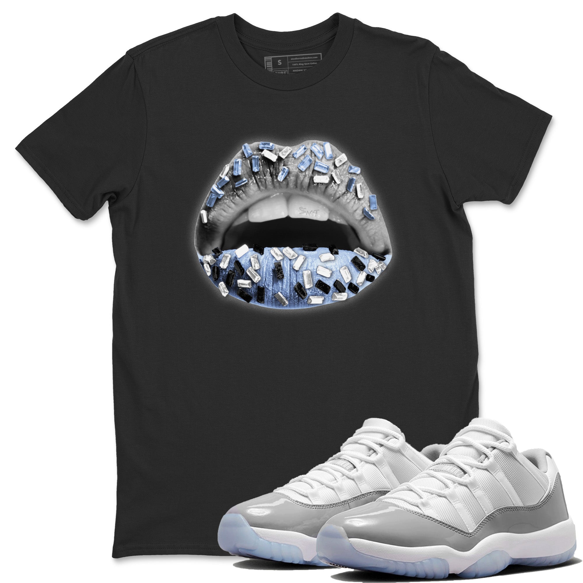 Lips Jewel Unisex Tops - Air Jordan 11 White Cement