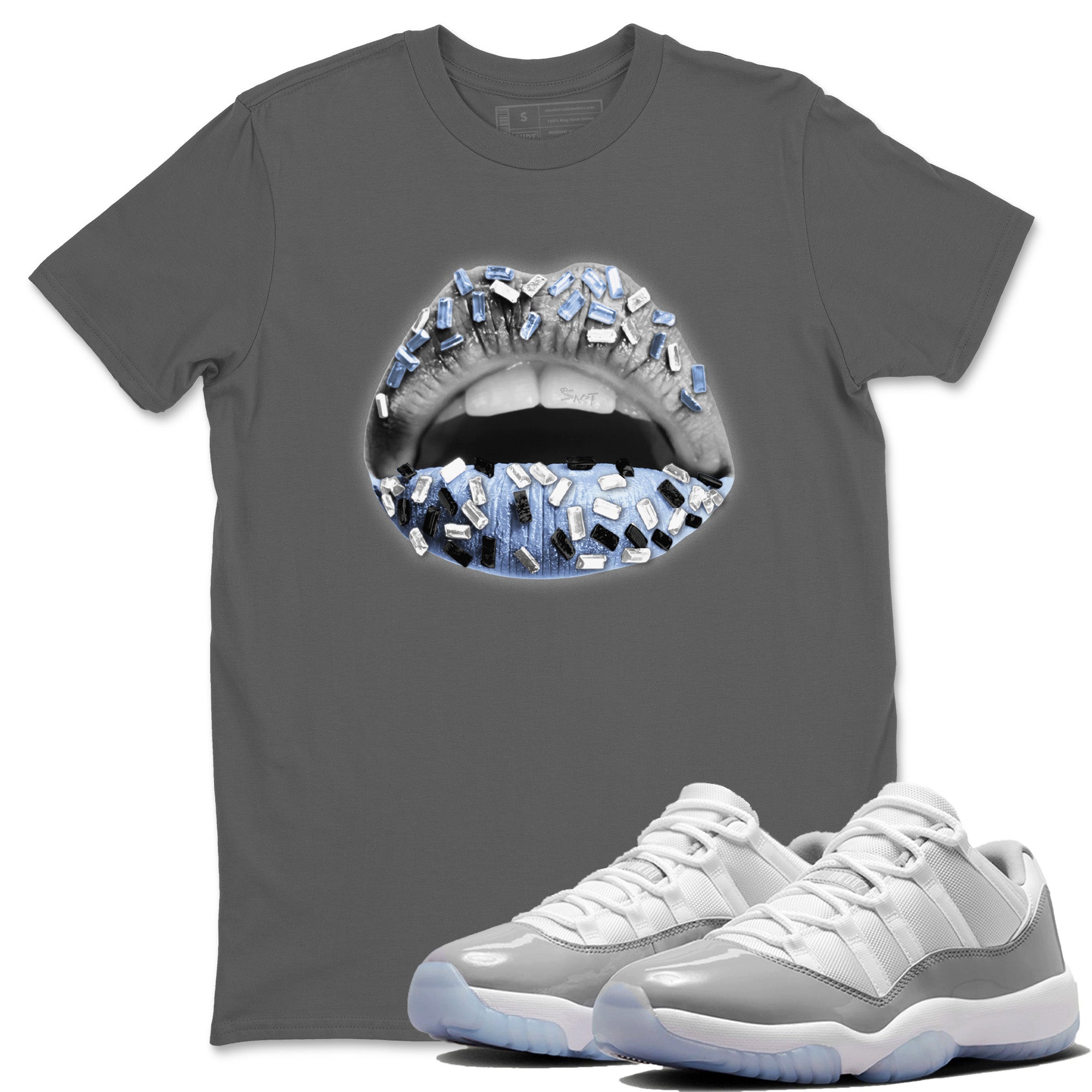 Lips Jewel Unisex Tops - Air Jordan 11 White Cement