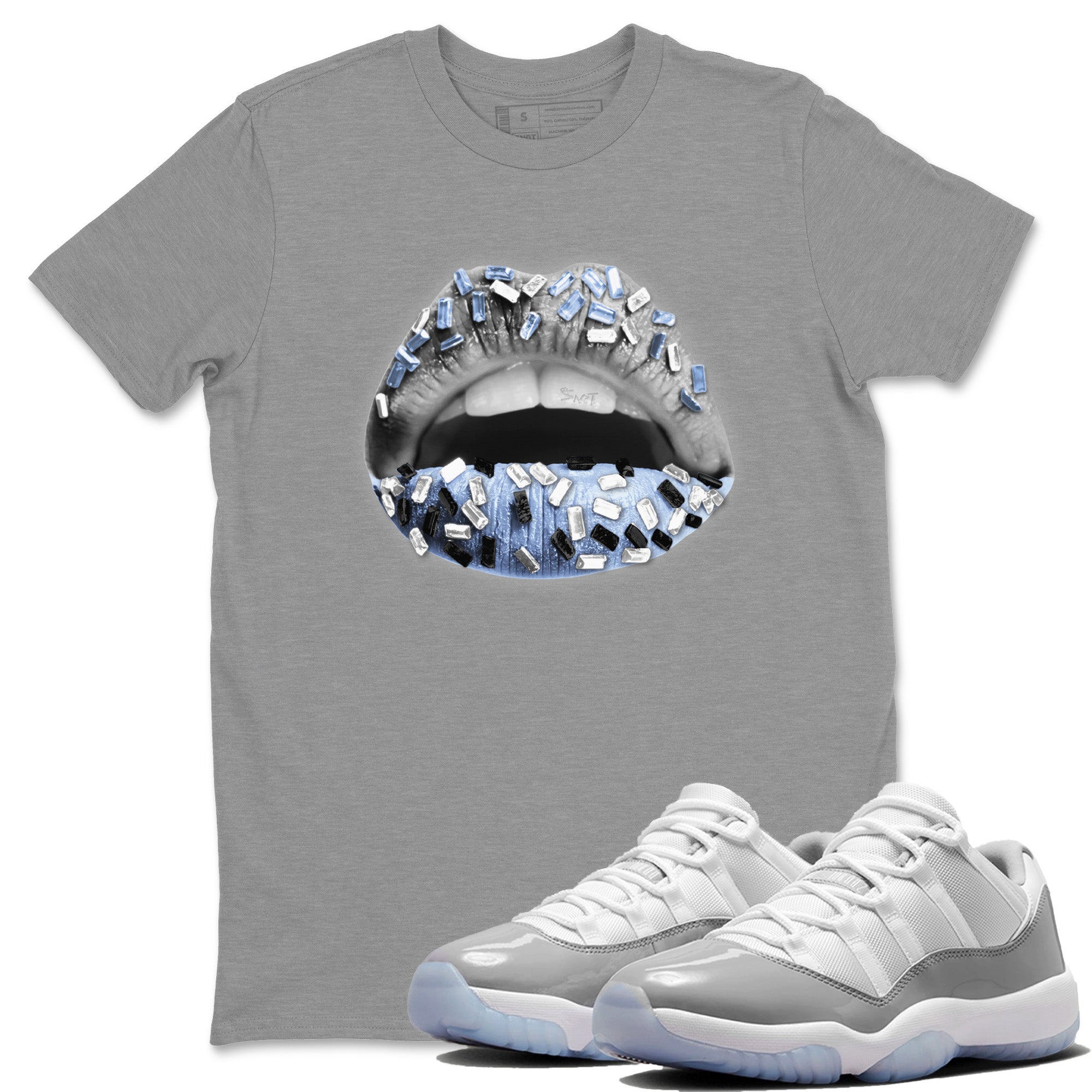 Lips Jewel Unisex Tops - Air Jordan 11 White Cement