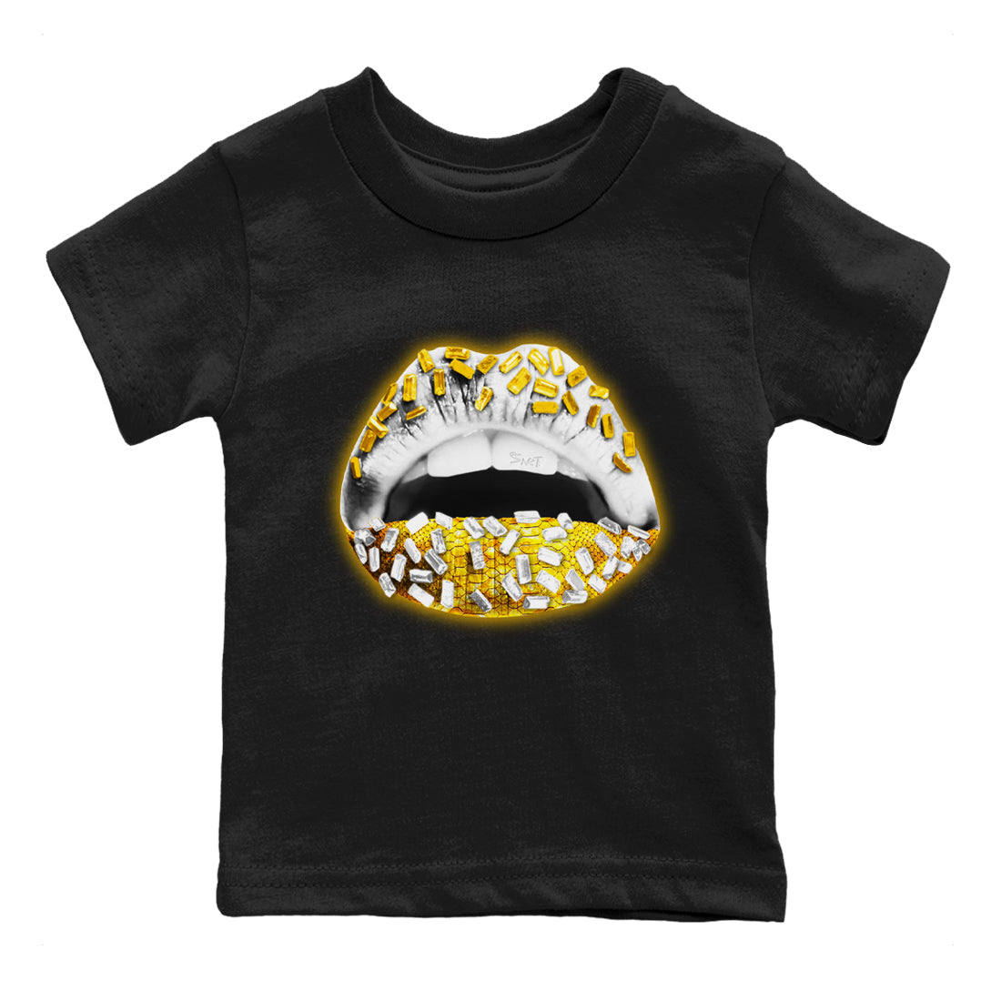 Lips Jewel Kids Tops - Air Jordan 11 Yellow Python