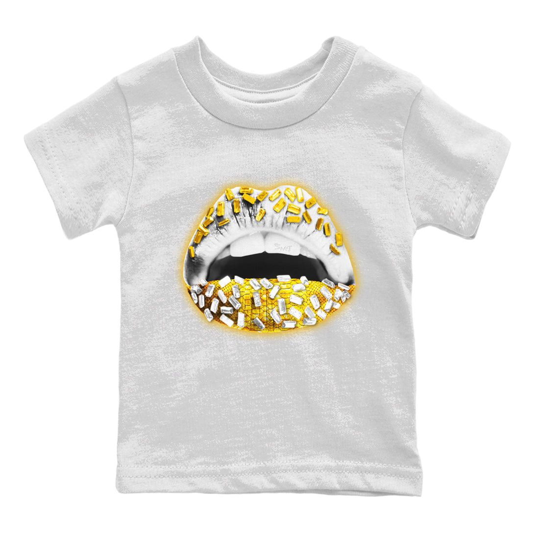Lips Jewel Kids Tops - Air Jordan 11 Yellow Python