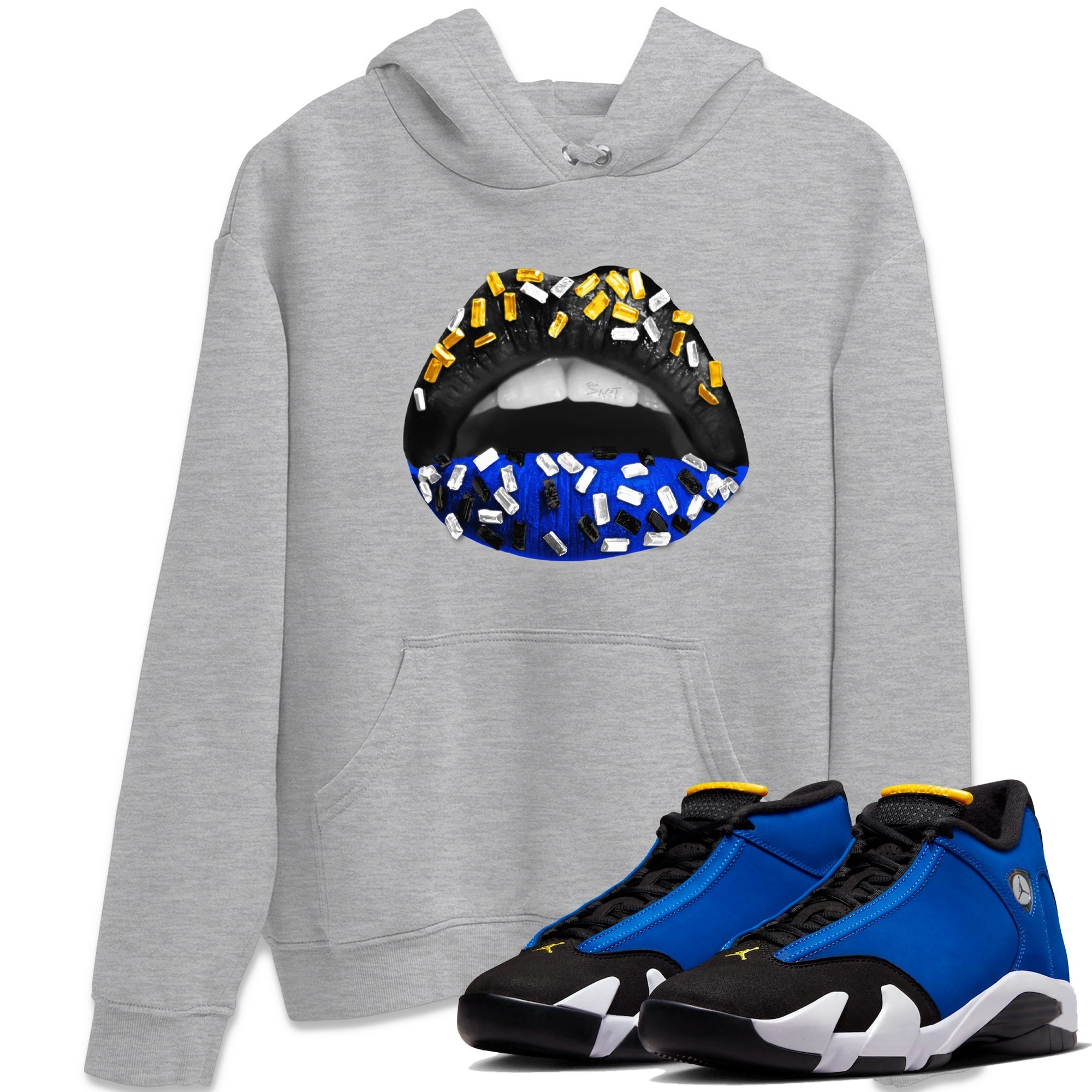 Lips Jewel Unisex Tops - Air Jordan 14 Laney