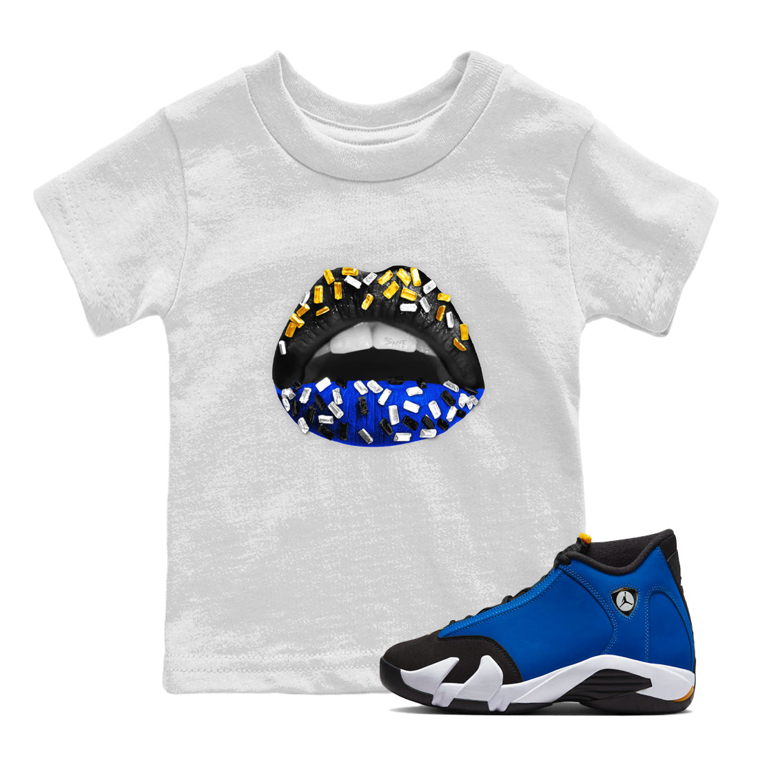 Lips Jewel Kids Tops - Air Jordan 14 Laney