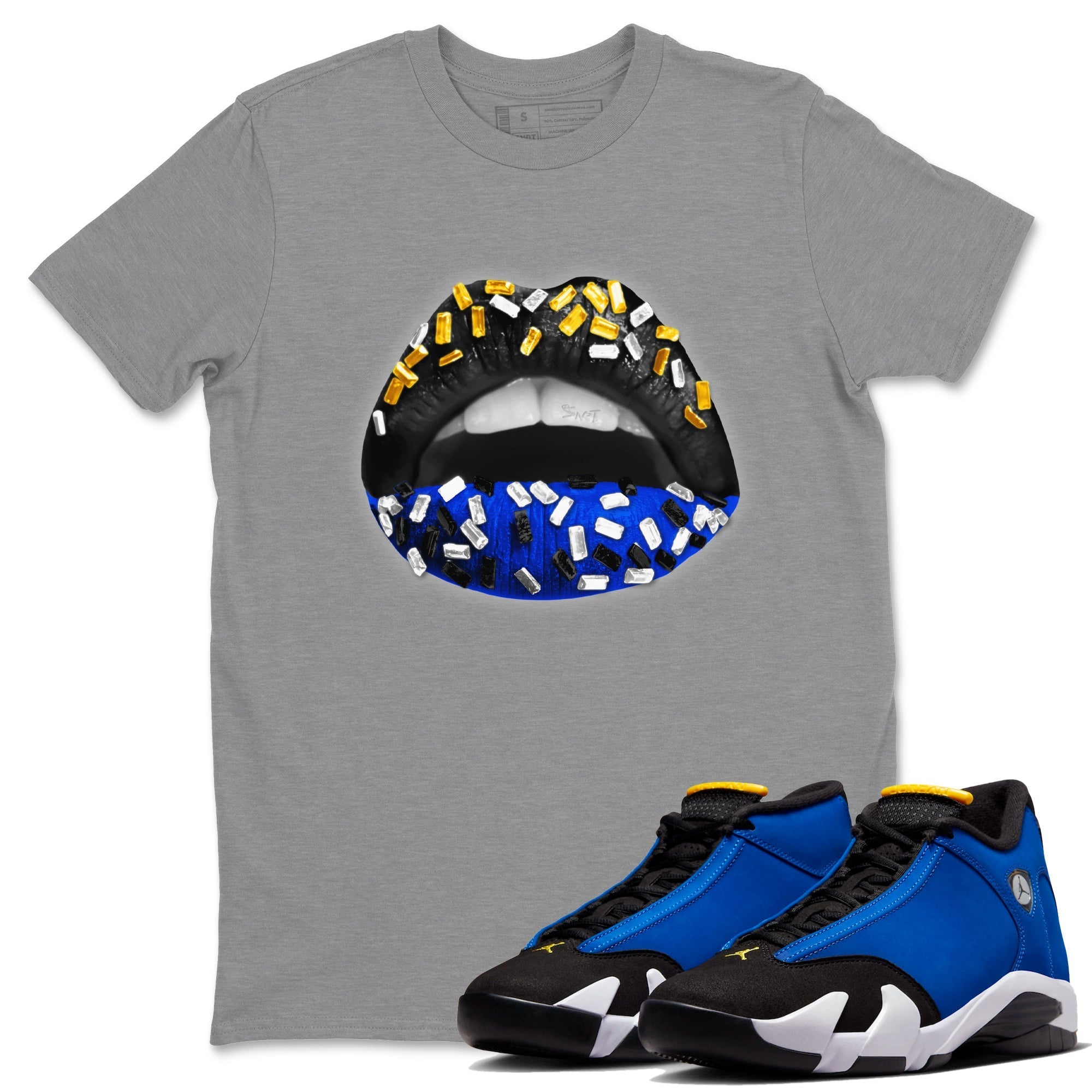 Lips Jewel Unisex Tops - Air Jordan 14 Laney