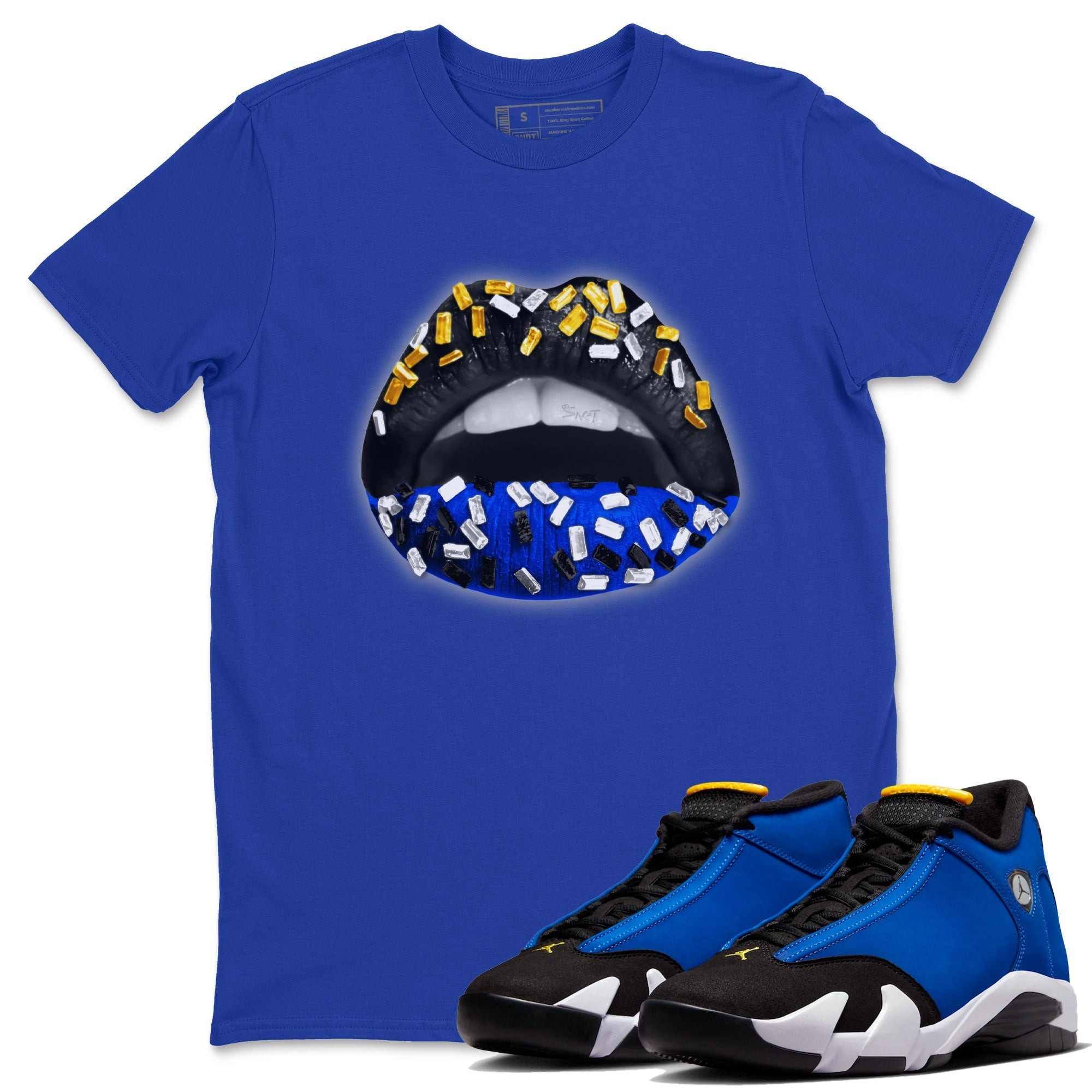 Lips Jewel Unisex Tops - Air Jordan 14 Laney