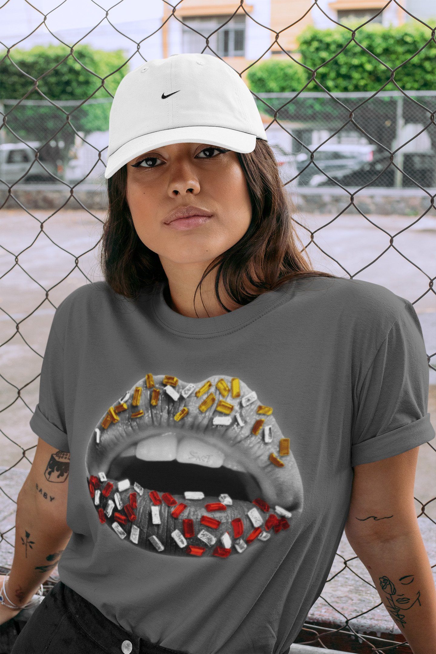 Lips Jewel Unisex Tops - Air Jordan 3 Cool Grey