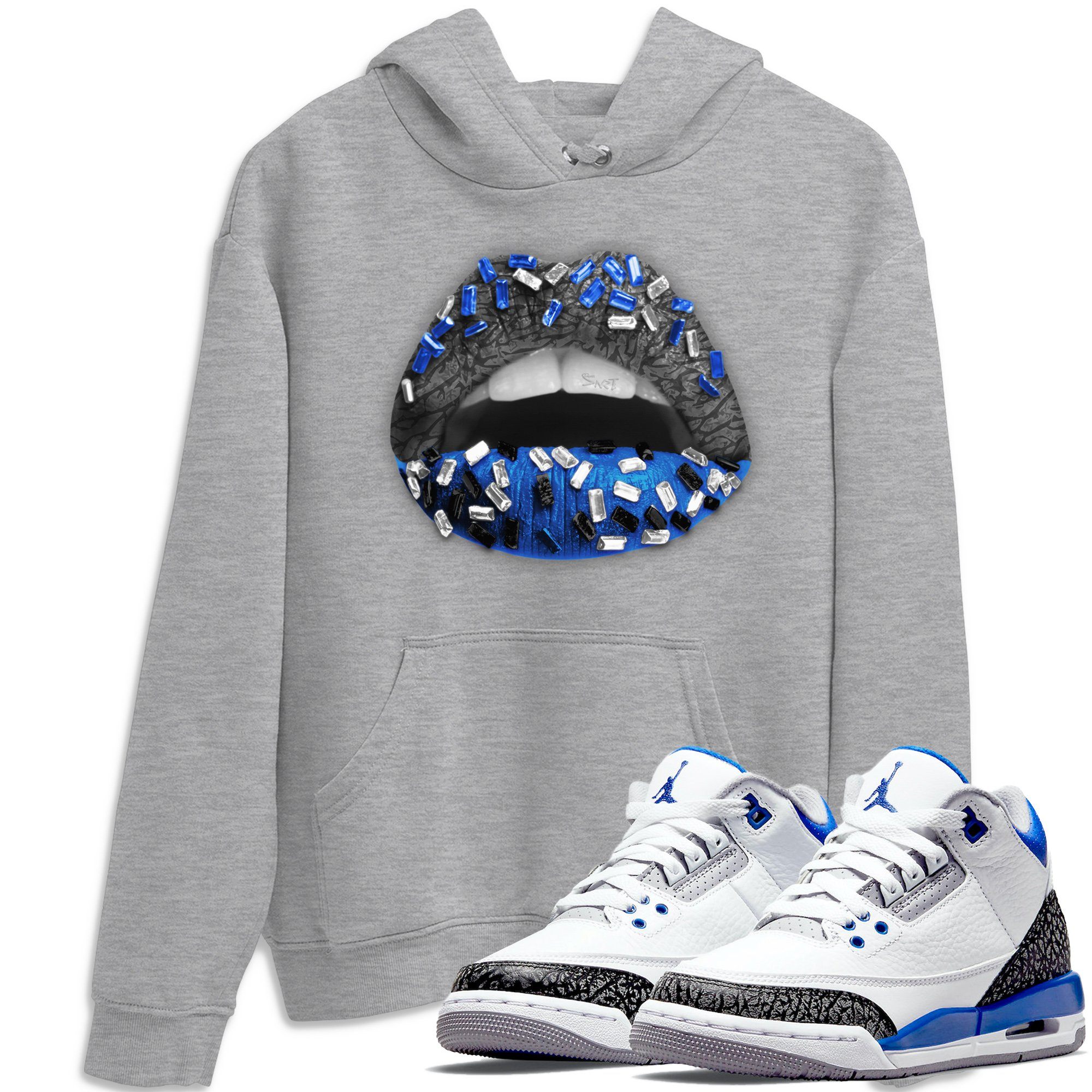 Lips Jewel Unisex Tops - Air Jordan 3 Racer Blue