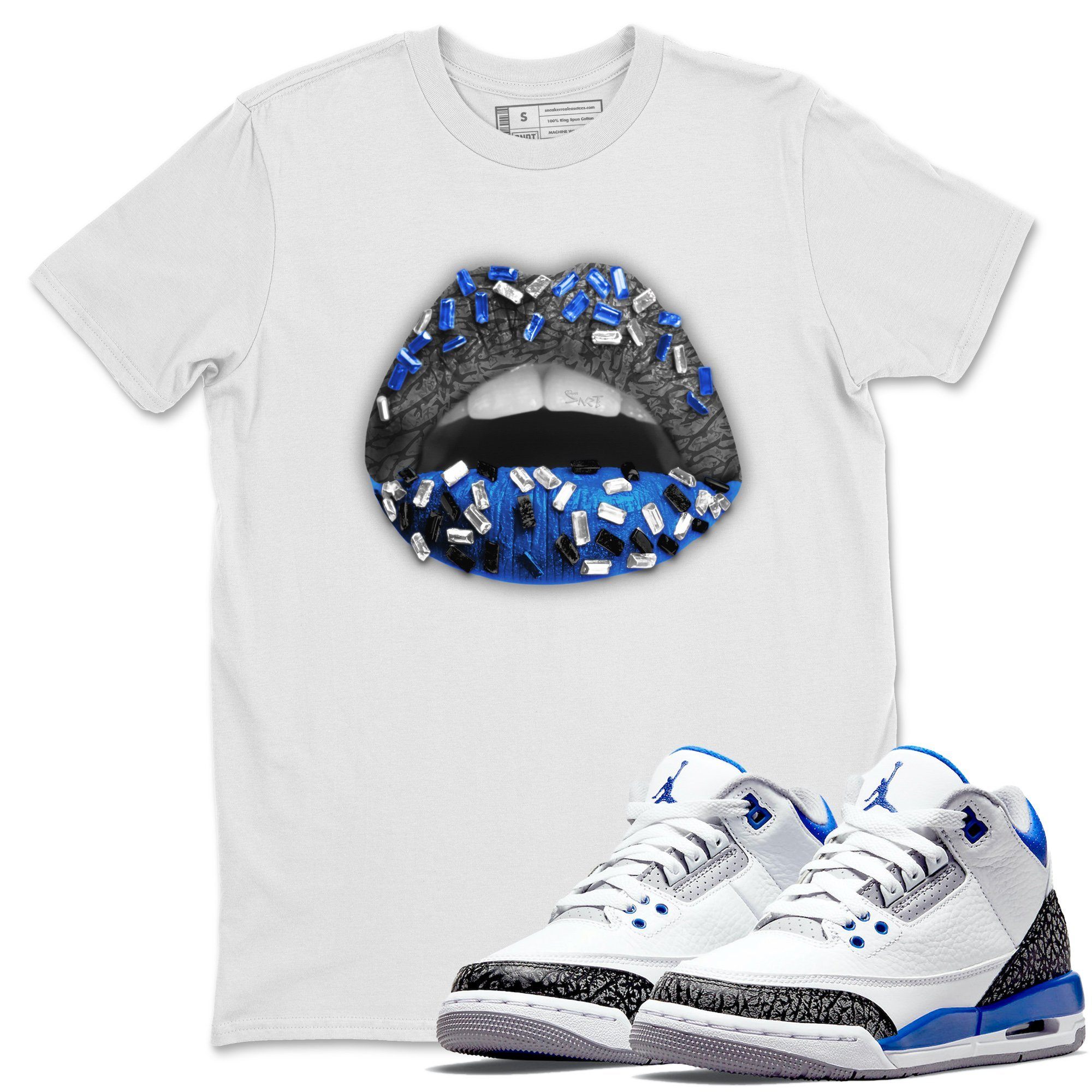 Lips Jewel Unisex Tops - Air Jordan 3 Racer Blue