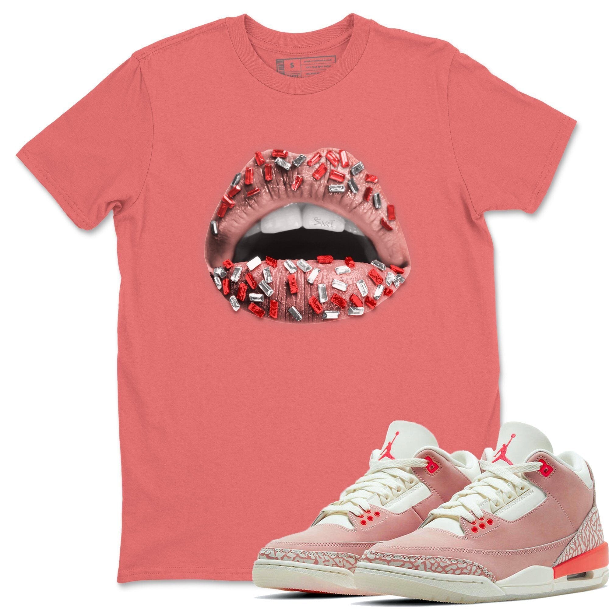 Lips Jewel Unisex Tops - Air Jordan 3 Rust Pink