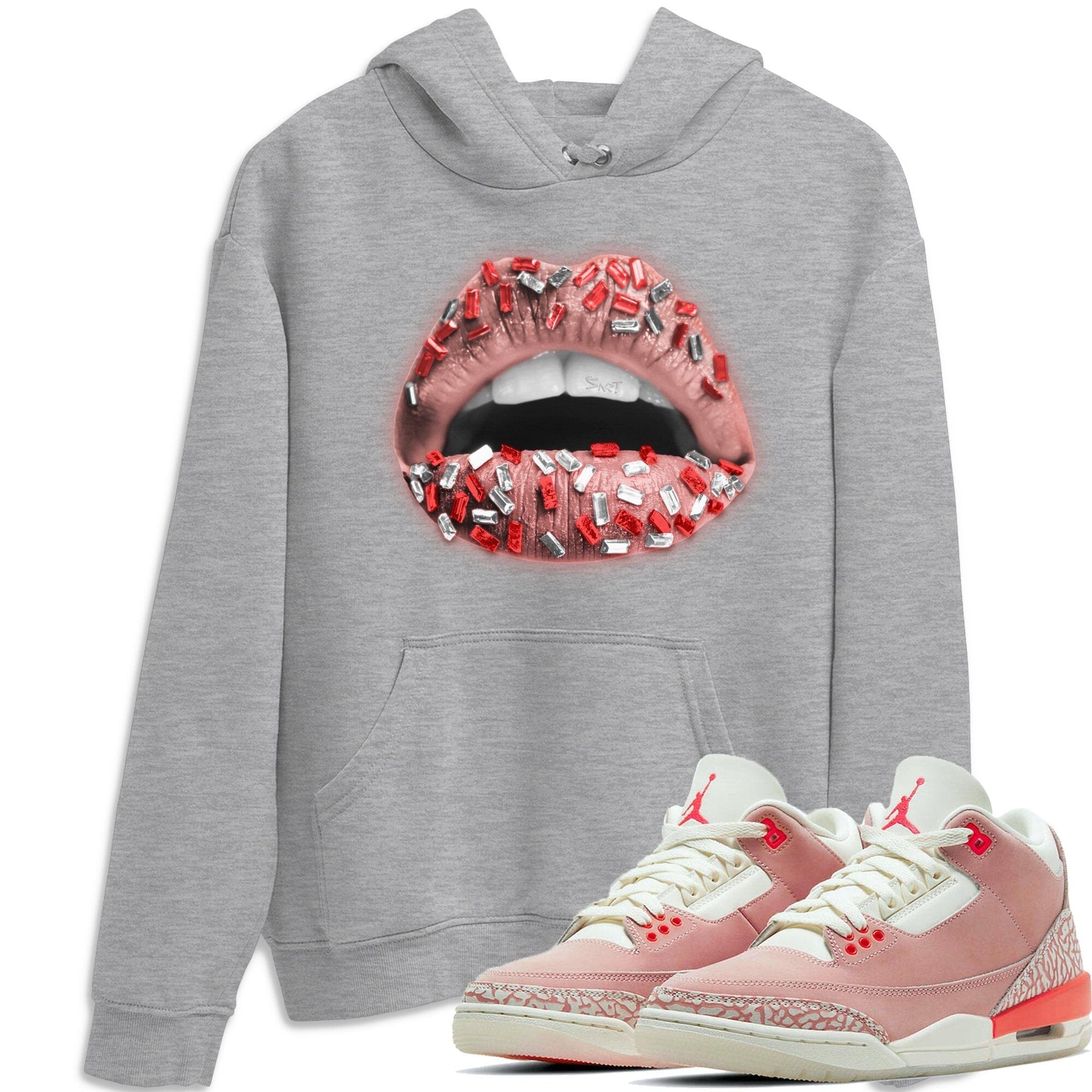 Lips Jewel Unisex Tops - Air Jordan 3 Rust Pink