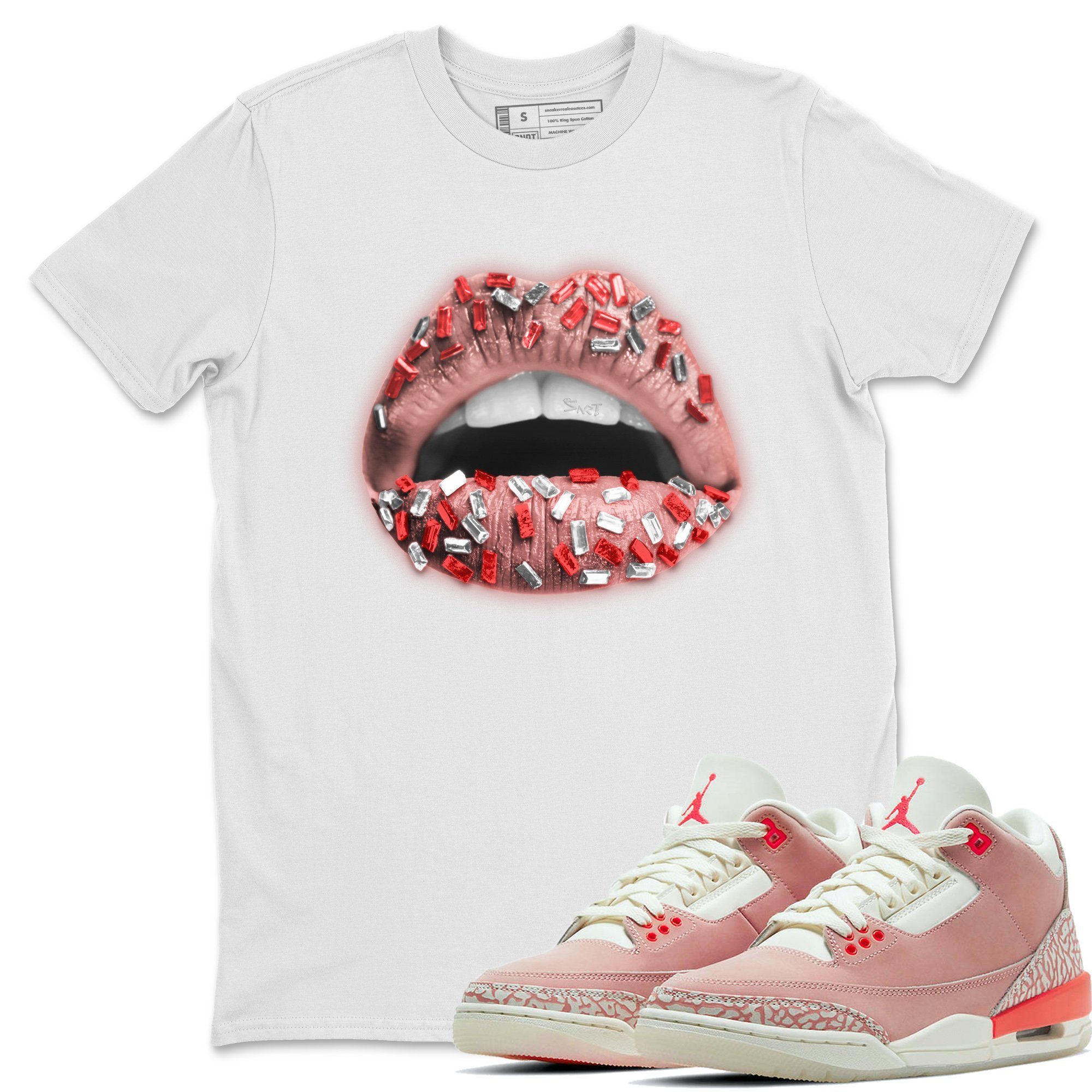 Lips Jewel Unisex Tops - Air Jordan 3 Rust Pink
